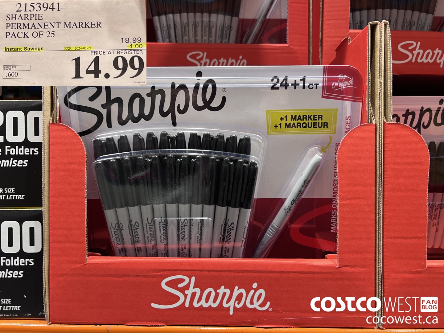 2153941 SHARPIE PERMANENT MARKER PACK OF 25 ($4.00 INSTANT SAVINGS EXPIRES ON 2024-01-21) $14.99