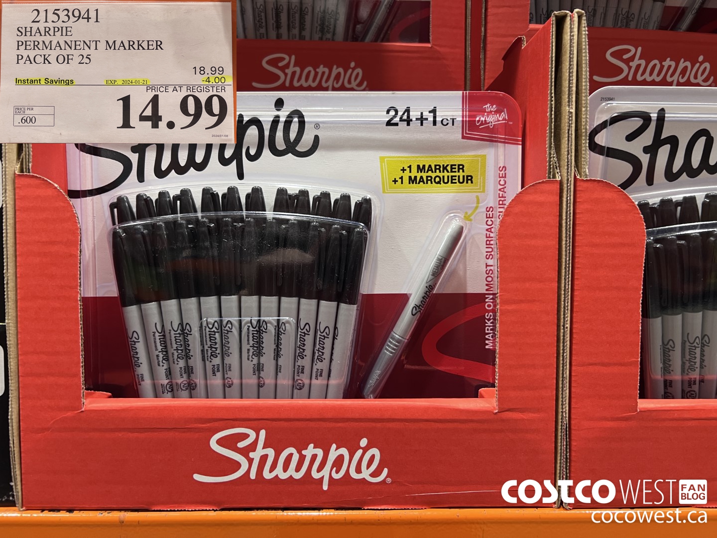 2153941 SHARPIE PERMANENT MARKER PACK OF 25 ($4.00 INSTANT SAVINGS EXPIRES ON 2024-01-21) $14.99