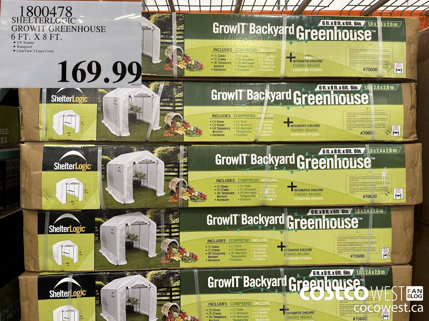 1800478 SHELTERLOGIC GROWIT GREENHOUSE 6FT X 8FT $169.99
