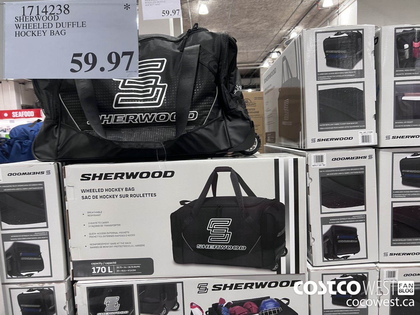 1714238 SHERWOOD WHEELED DUFFLE HOCKEY BAG $59.97