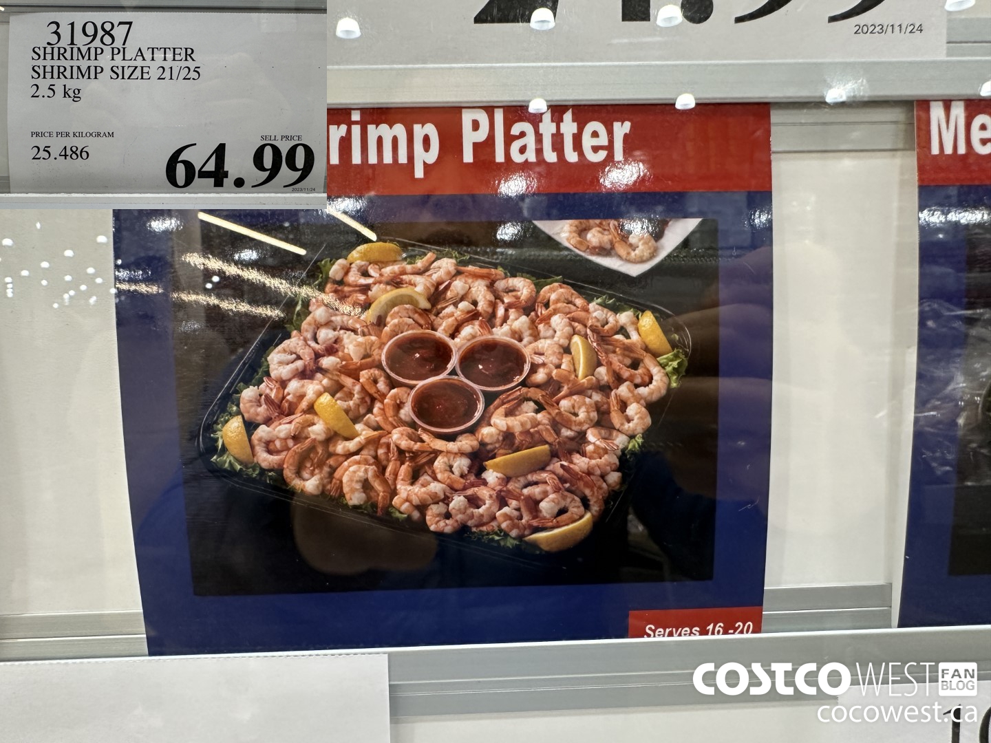 31987 SHRIMP PLATTER SHRIMP SIZE 21/25 2.5 KG $64.99