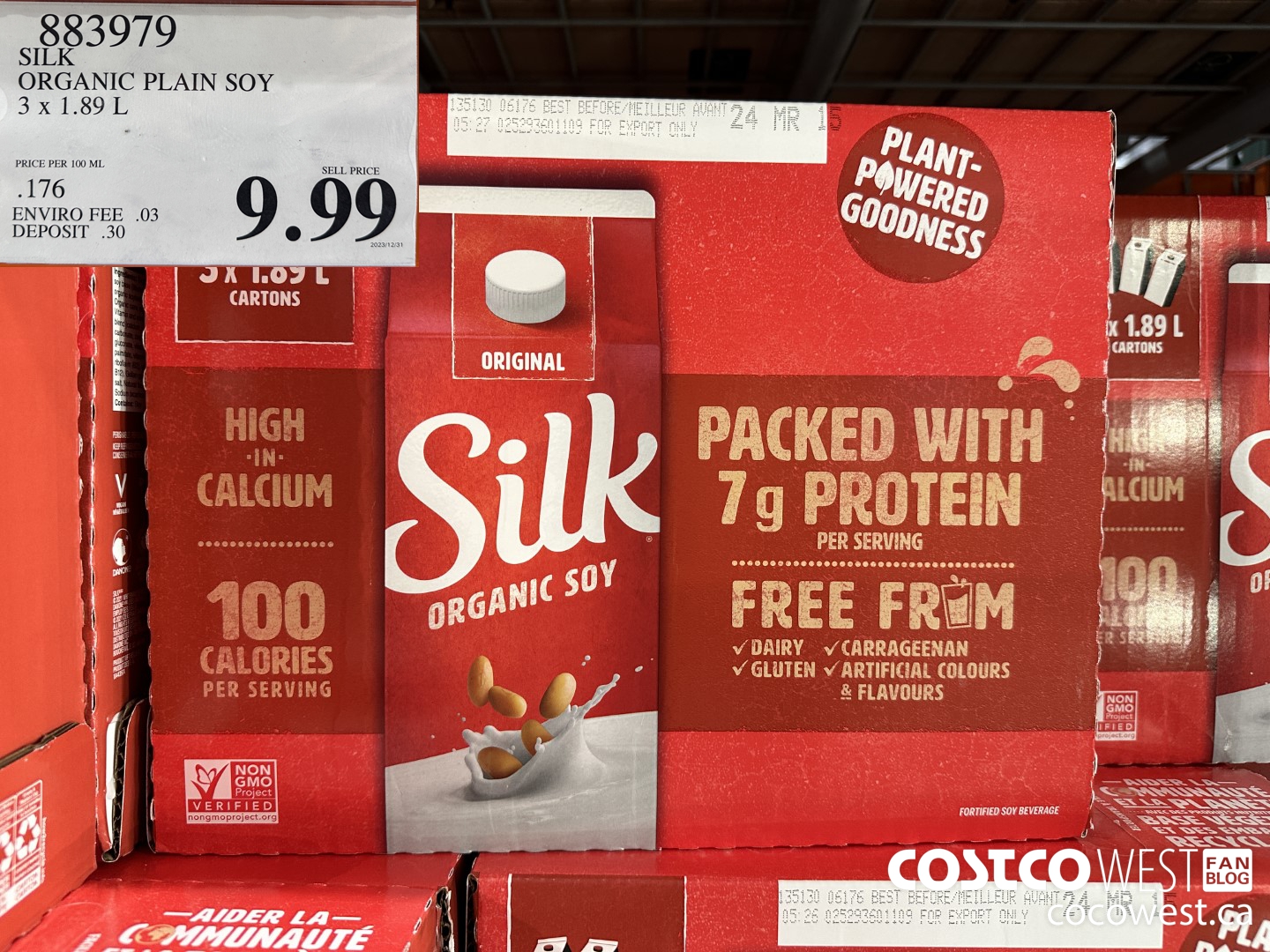 883979 SILK ORGANIC PLAIN SOY 3 x 1.89 L $9.99