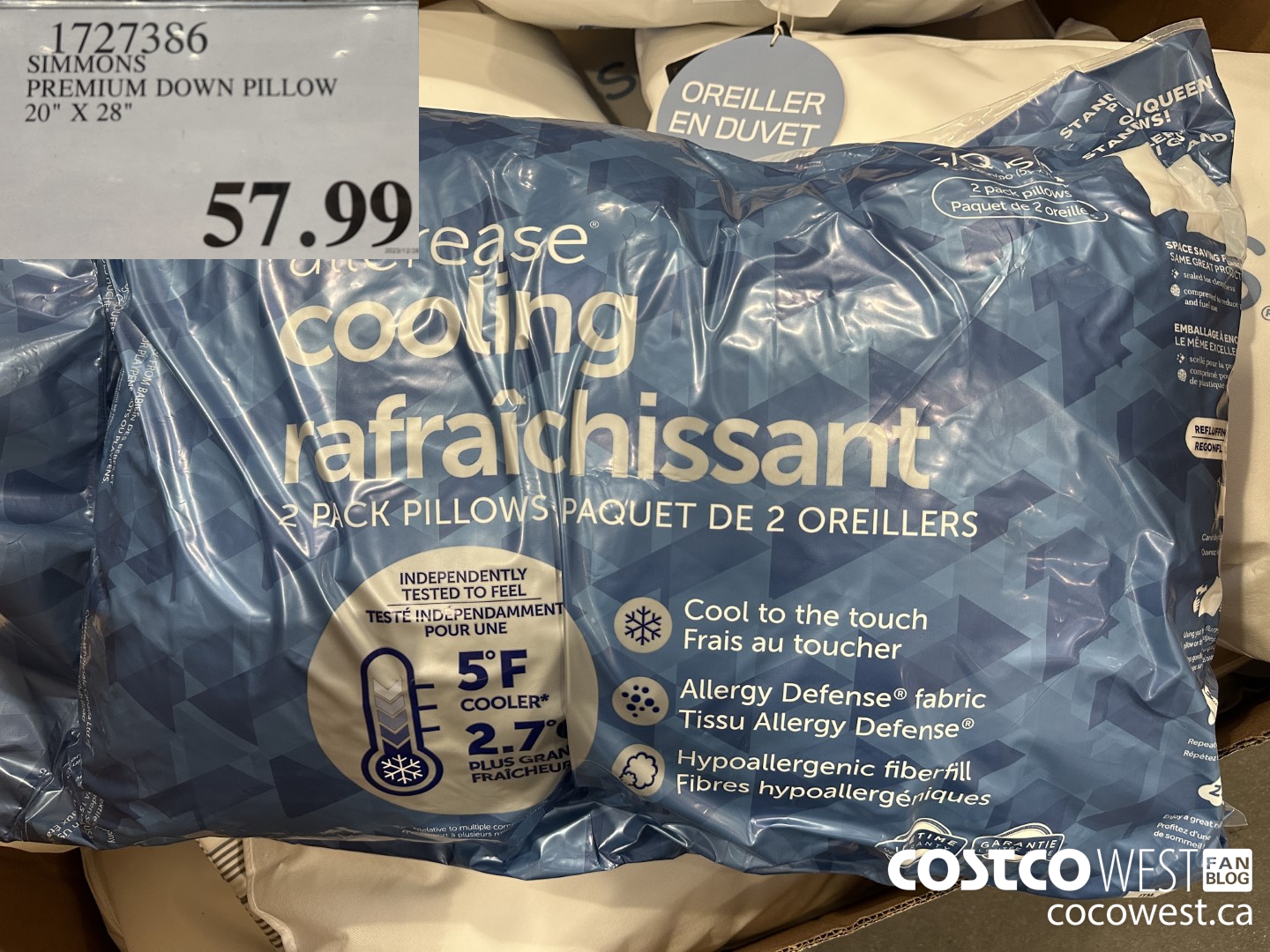 1727386 SIMMONS PREMIUM DOWN PILLOW 20