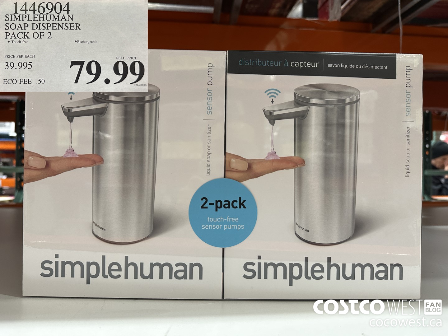 1446904 SIMPLEHUMAN SOAP DISPENSER PACK OF 2 $79.99