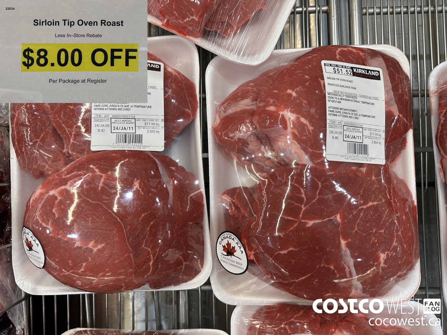 22034 SIRLOIN TIP OVEN ROAST ($8.00 INSTANT SAVINGS)