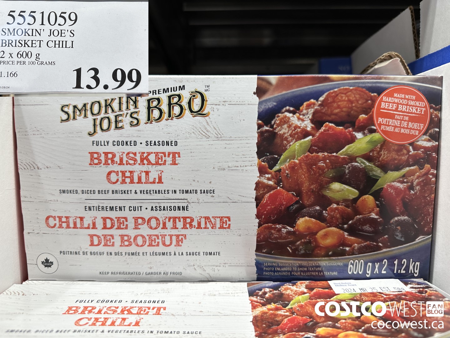 5551059 SMOKIN' JOE'S BRISKET CHILI 2 X 600G $13.99