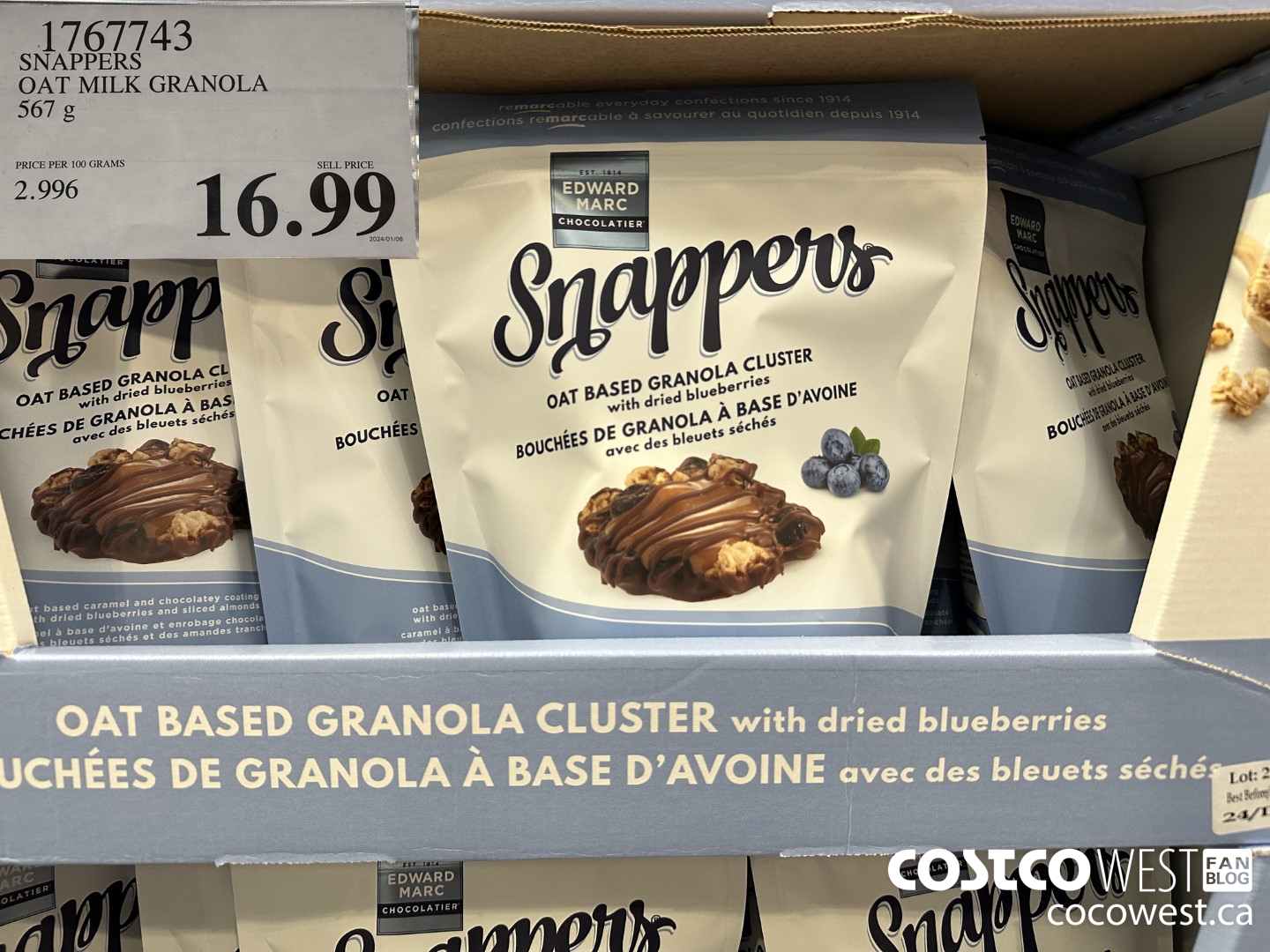 1767743 SNAPPERS OAT MILK GRANOLA 567G $16.99