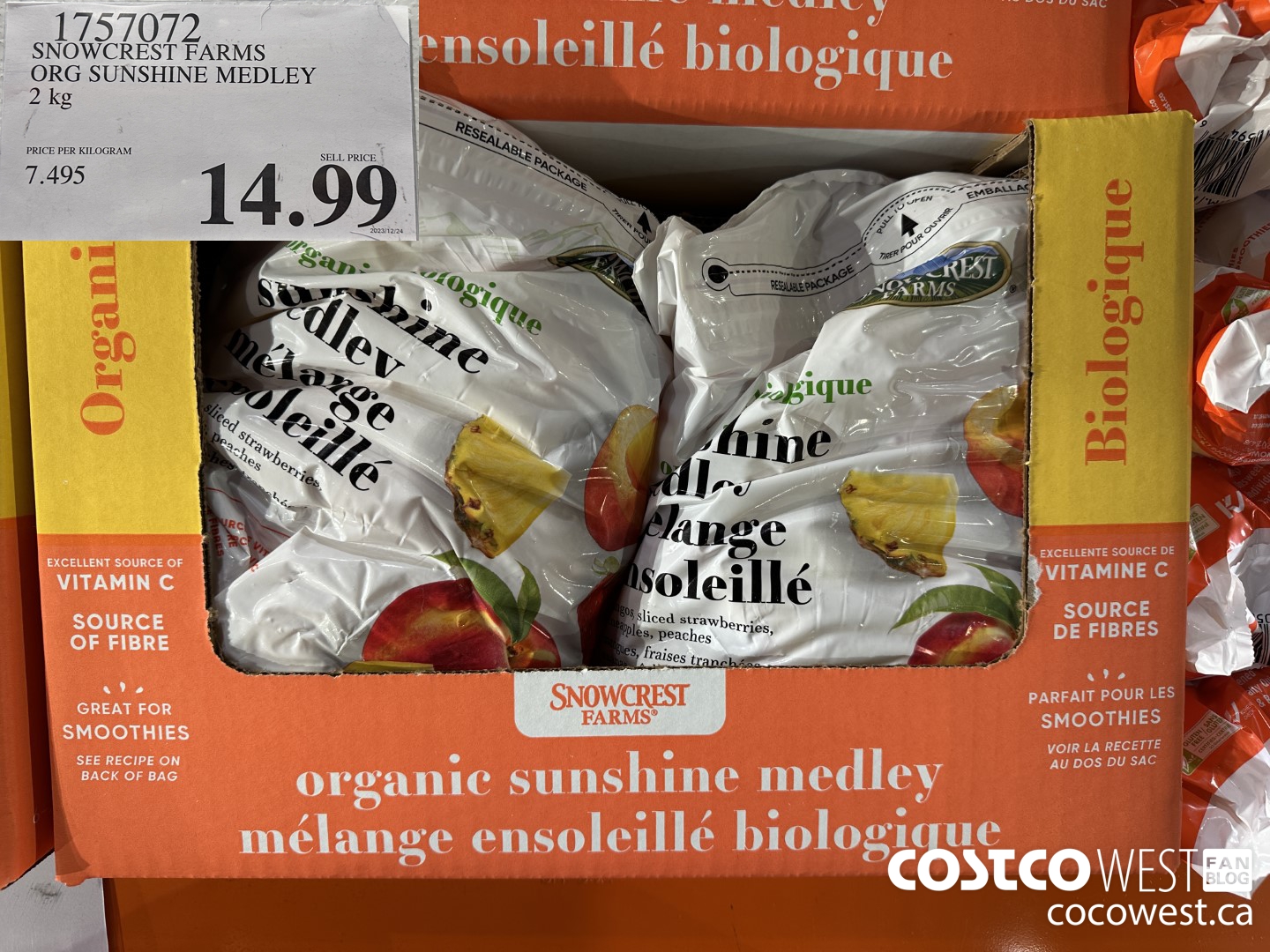 1757072 SNOWCREST FARMS ORG SUNSHINE MEDLEY 2 KG $14.99