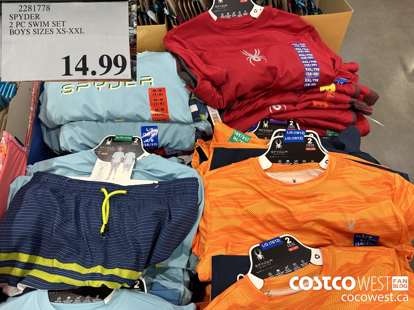 2281778 SPYDER 2 PC SWIM SET BOYS SIZES XS-XXL $14.99