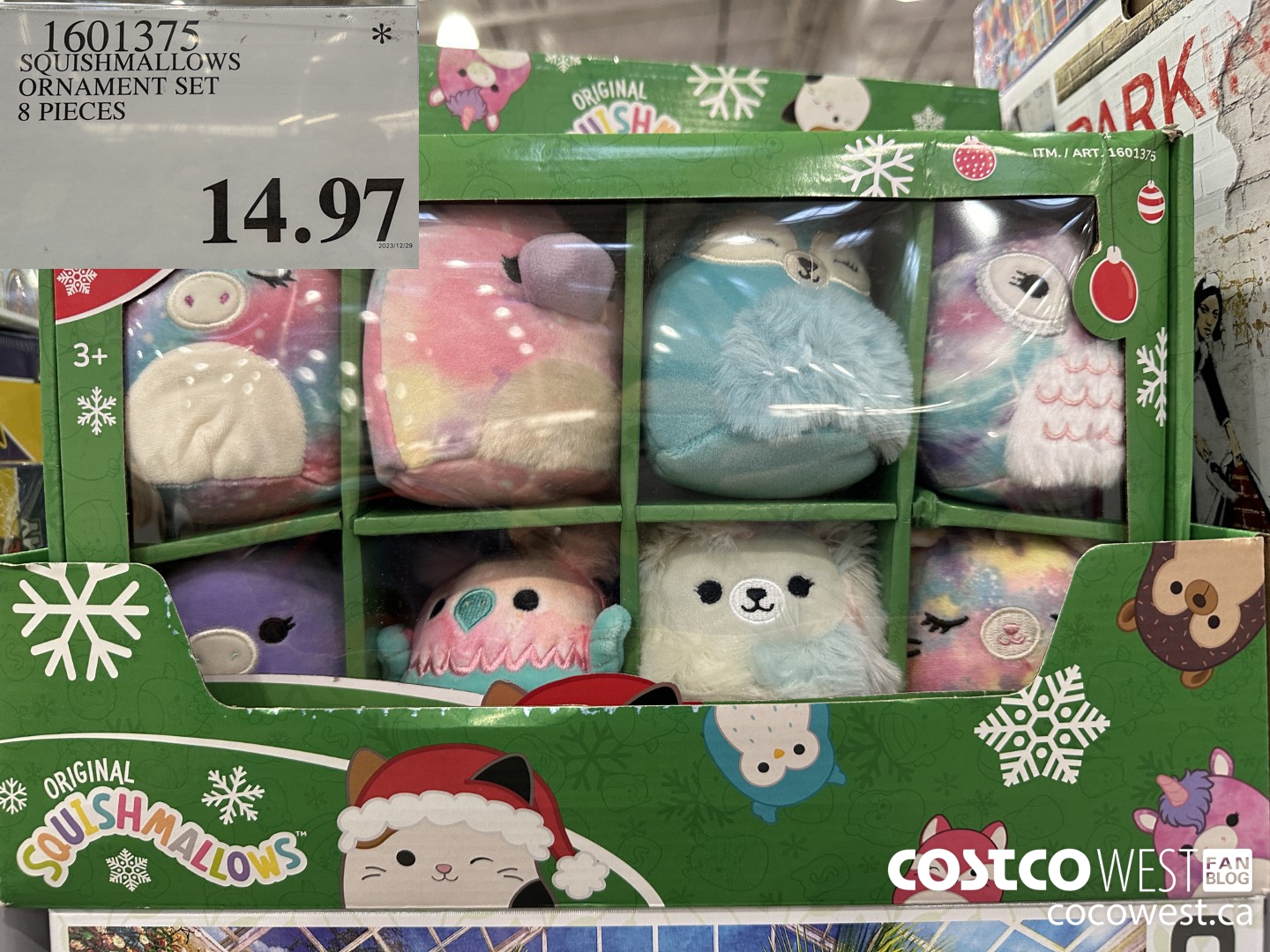 1601375 SQUISHMALLOWS ORNAMENT SET 8 PIECES $14.97