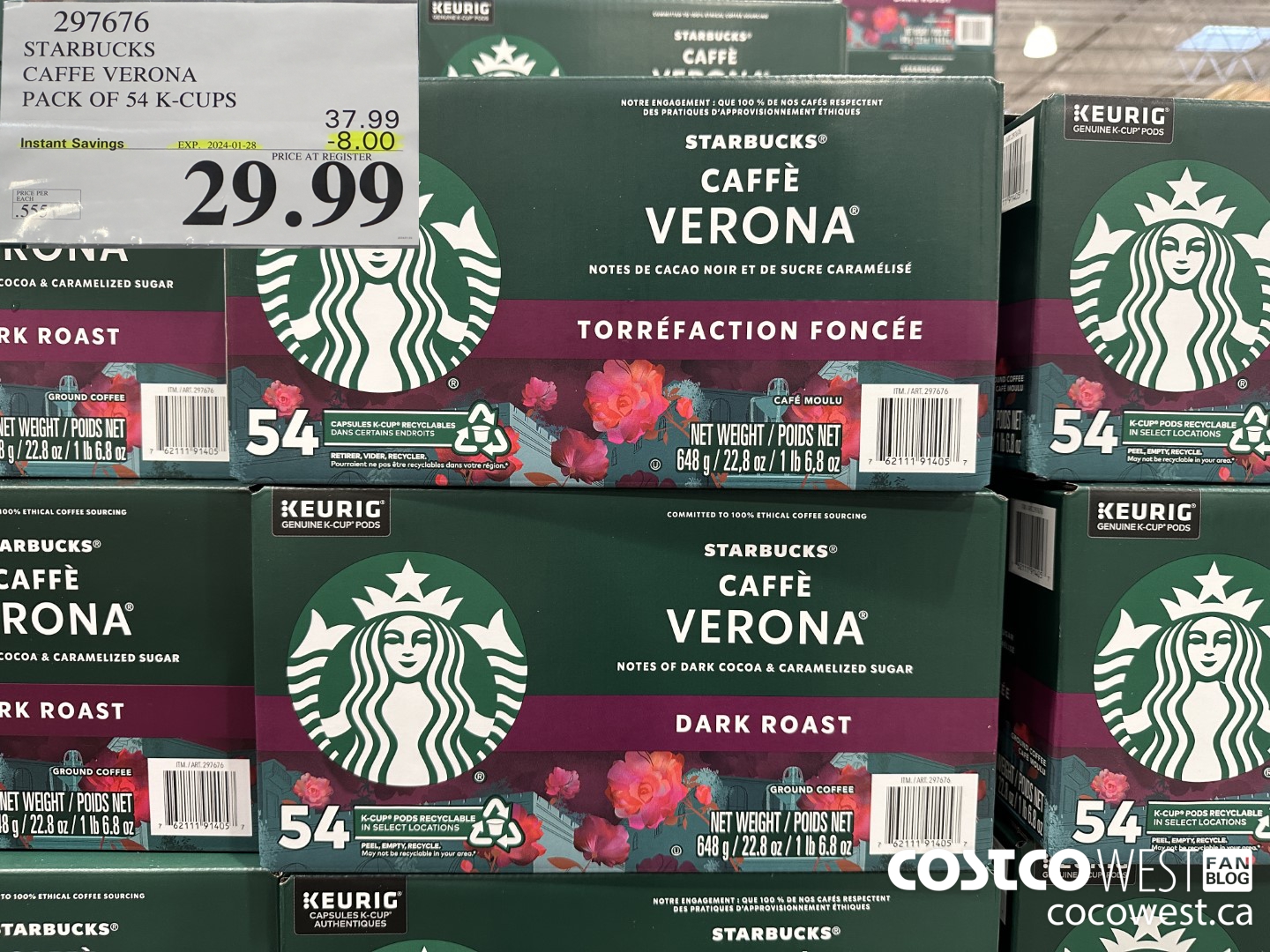 Costco Flyer Costco Sale Items For Jan 22 28 2024 For BC AB SK MB   STARBUCKS CAFFE VERONA KCUPS 54 COUNT 20240122 154694 