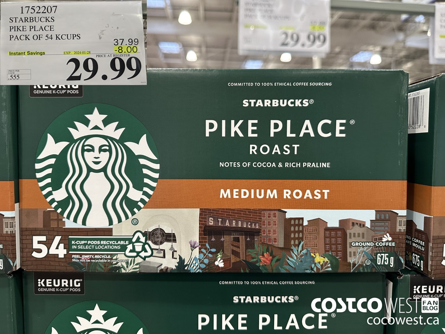 1752207 STARBUCKS PIKE PLACE PACK OF 54 KCUPS ($8.00 INSTANT SAVINGS EXPIRES ON 2024-01-28) $31.99
