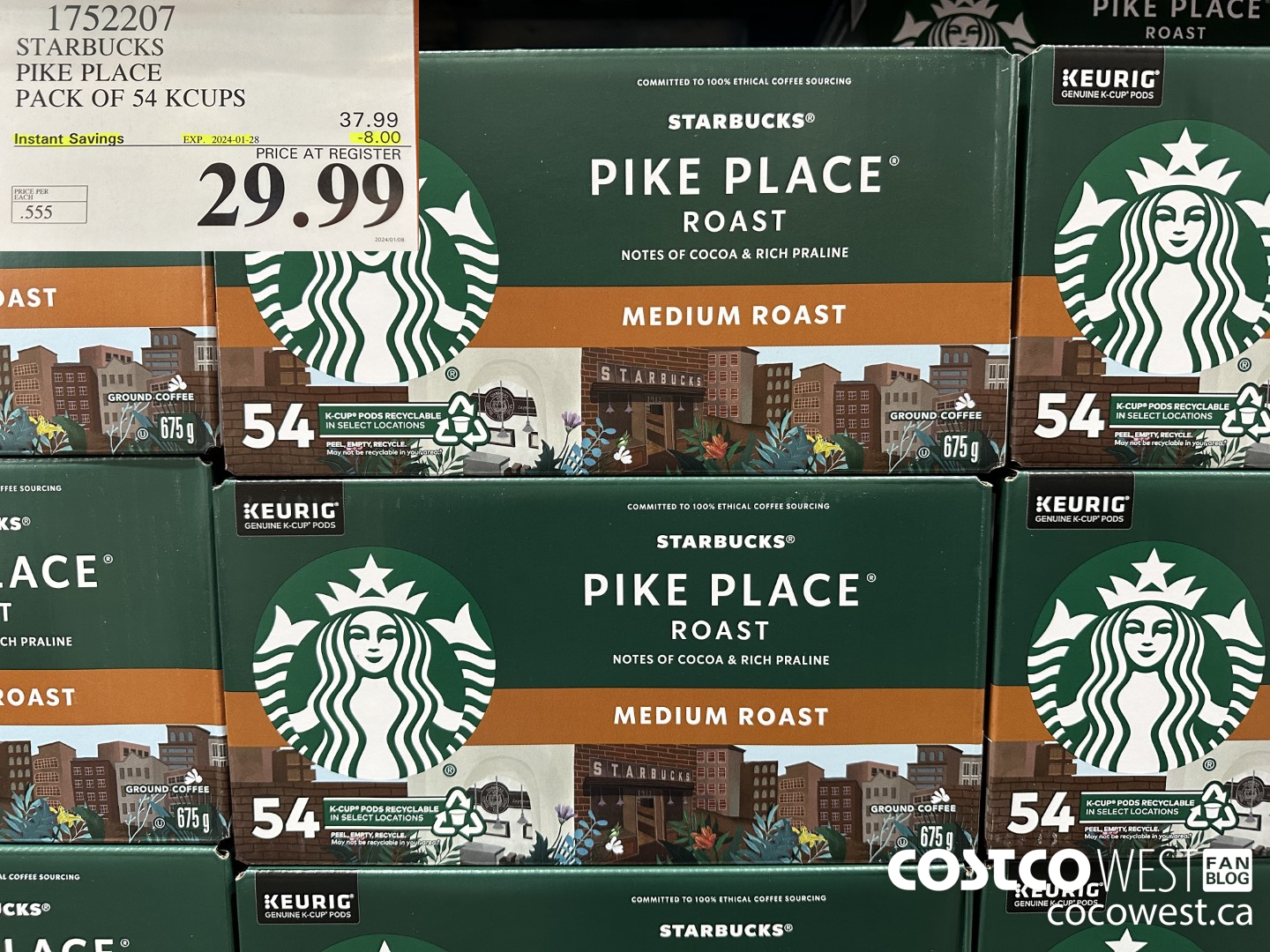 1752207 STARBUCKS PIKE PLACE PACK OF 54 KCUPS ($8.00 INSTANT SAVINGS EXPIRES ON 2024-01-28) $29.99