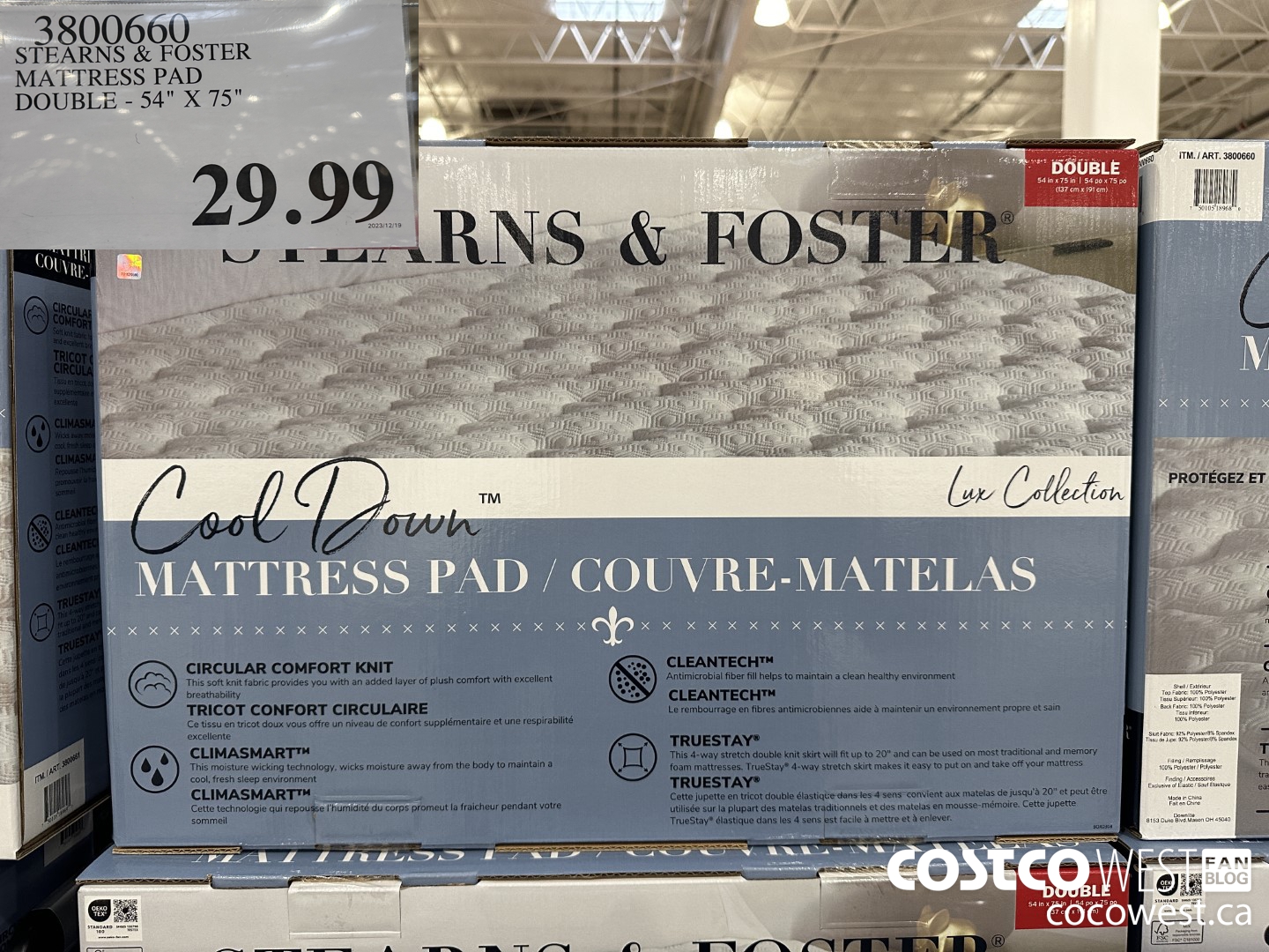 3800660 STEARNS & FOSTER MATTRESS PAD DOUBLE 54