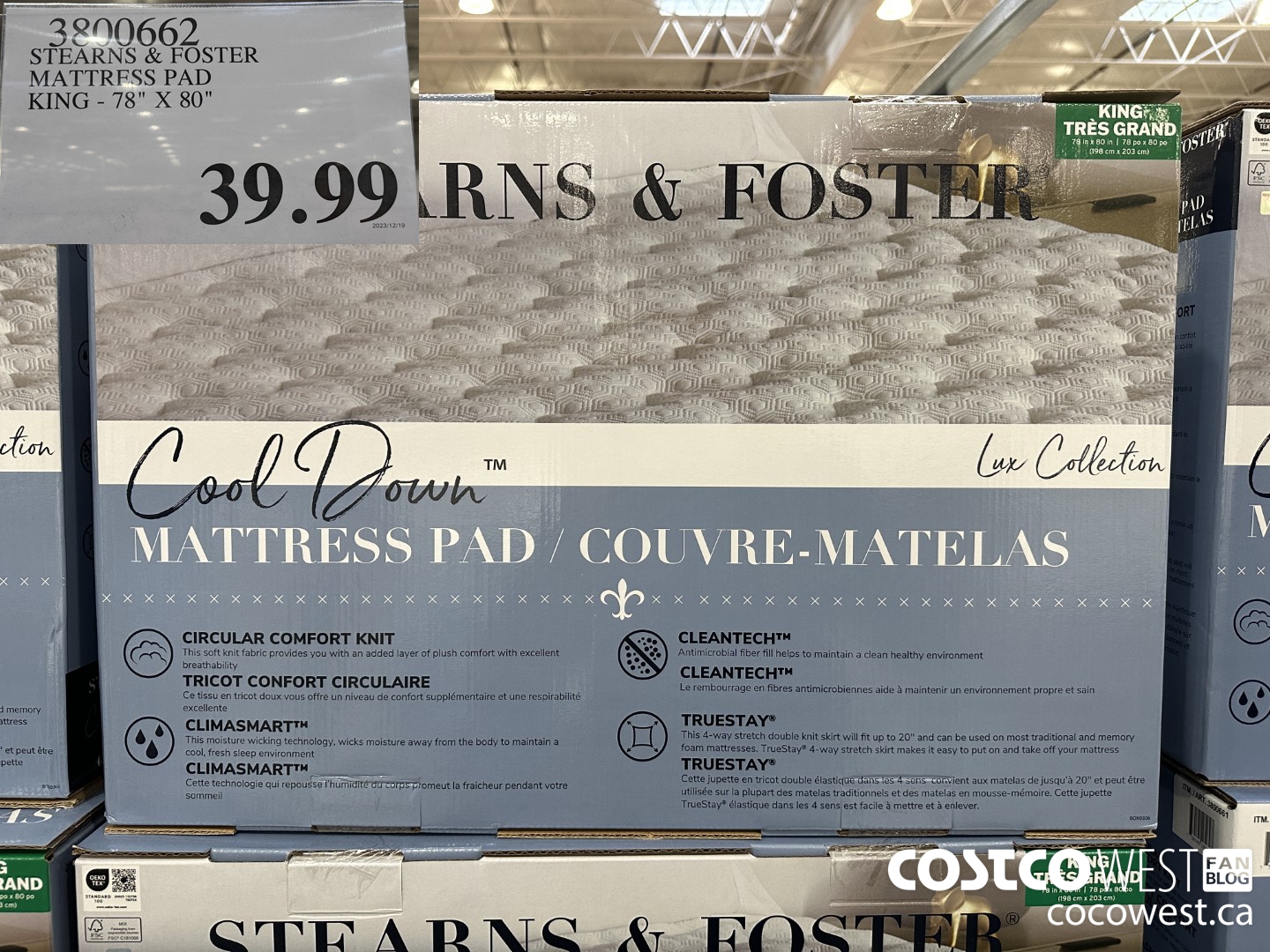 3800662 STEARNS & FOSTER MATTRESS PAD KING 78
