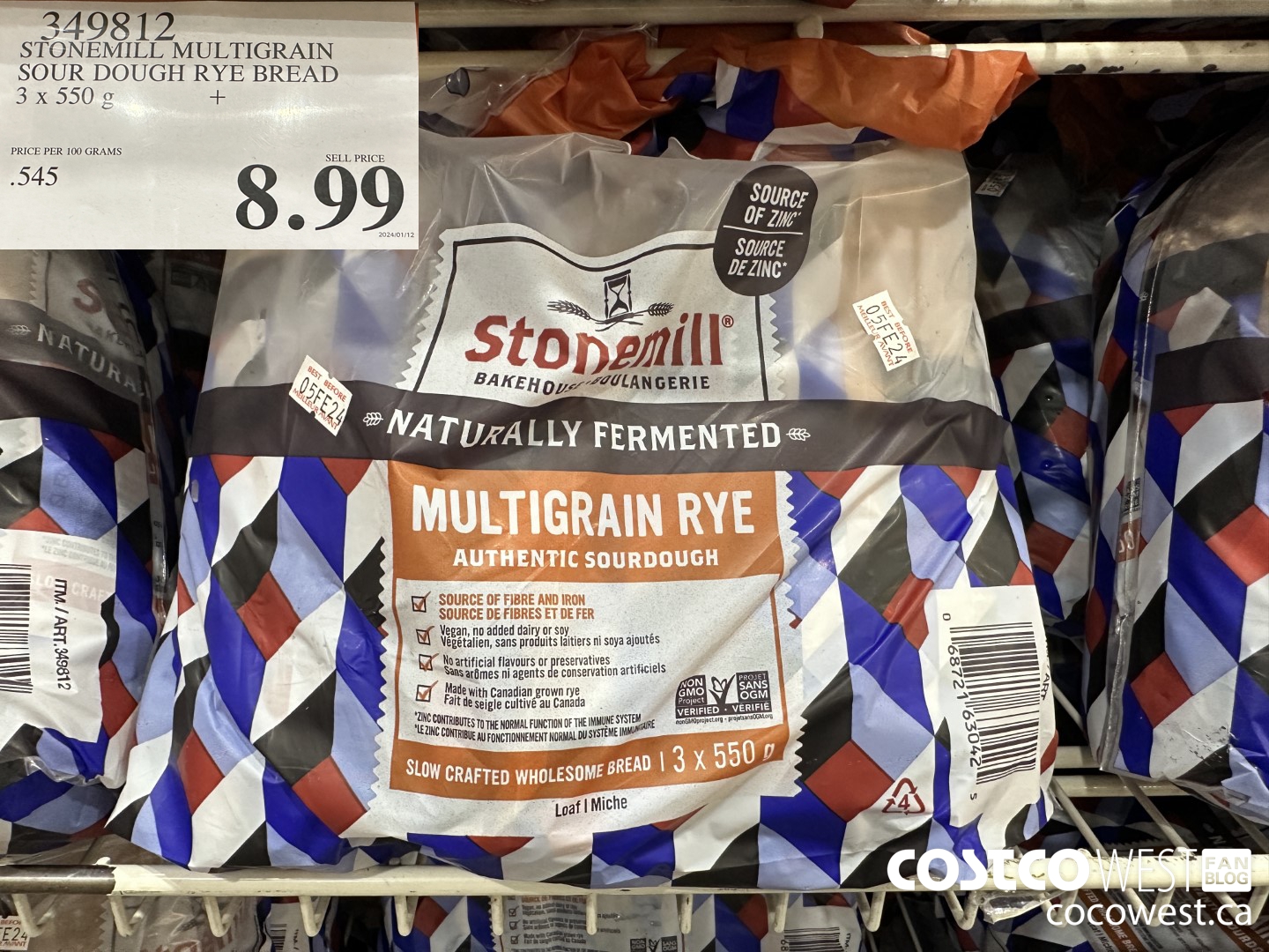 349812 STONEMILL MULTIGRAIN SOUR DOUGH RYE BREAD 3 x 550 g $8.99