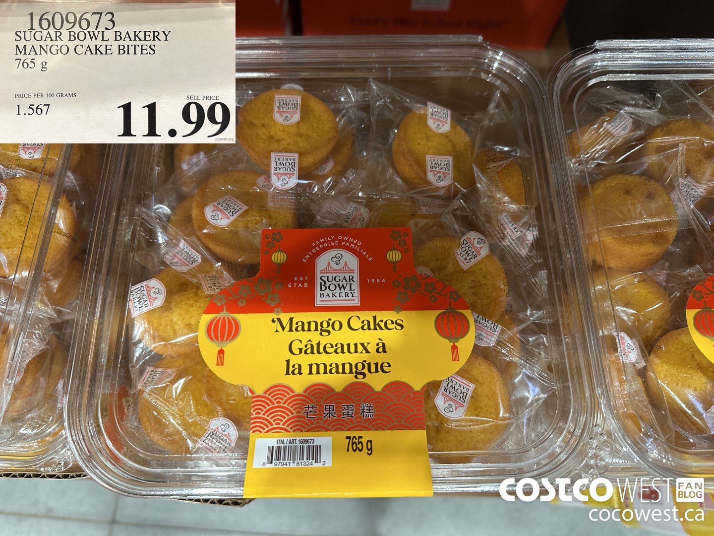 1609673 SUGAR BOWL BAKERY MANGO CAKE BITES 705 g  $11.99
