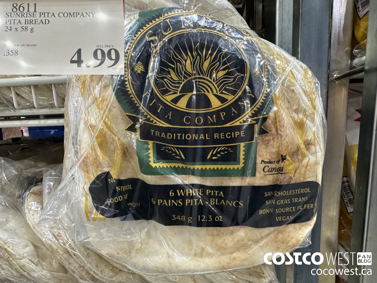 8611 SUNRISE PITA COMPANY PITA BREAD 24 X 58 G $4.99