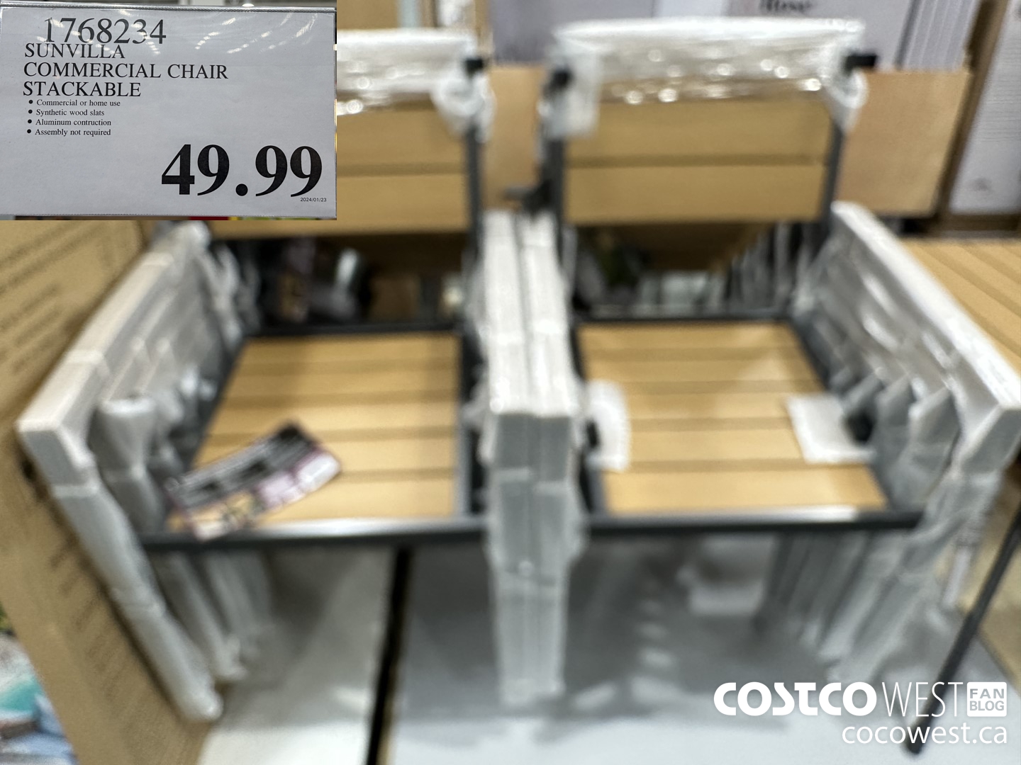 1768234 SUNVILLA COMMERCIAL CHAIR STACKABLE $49.99