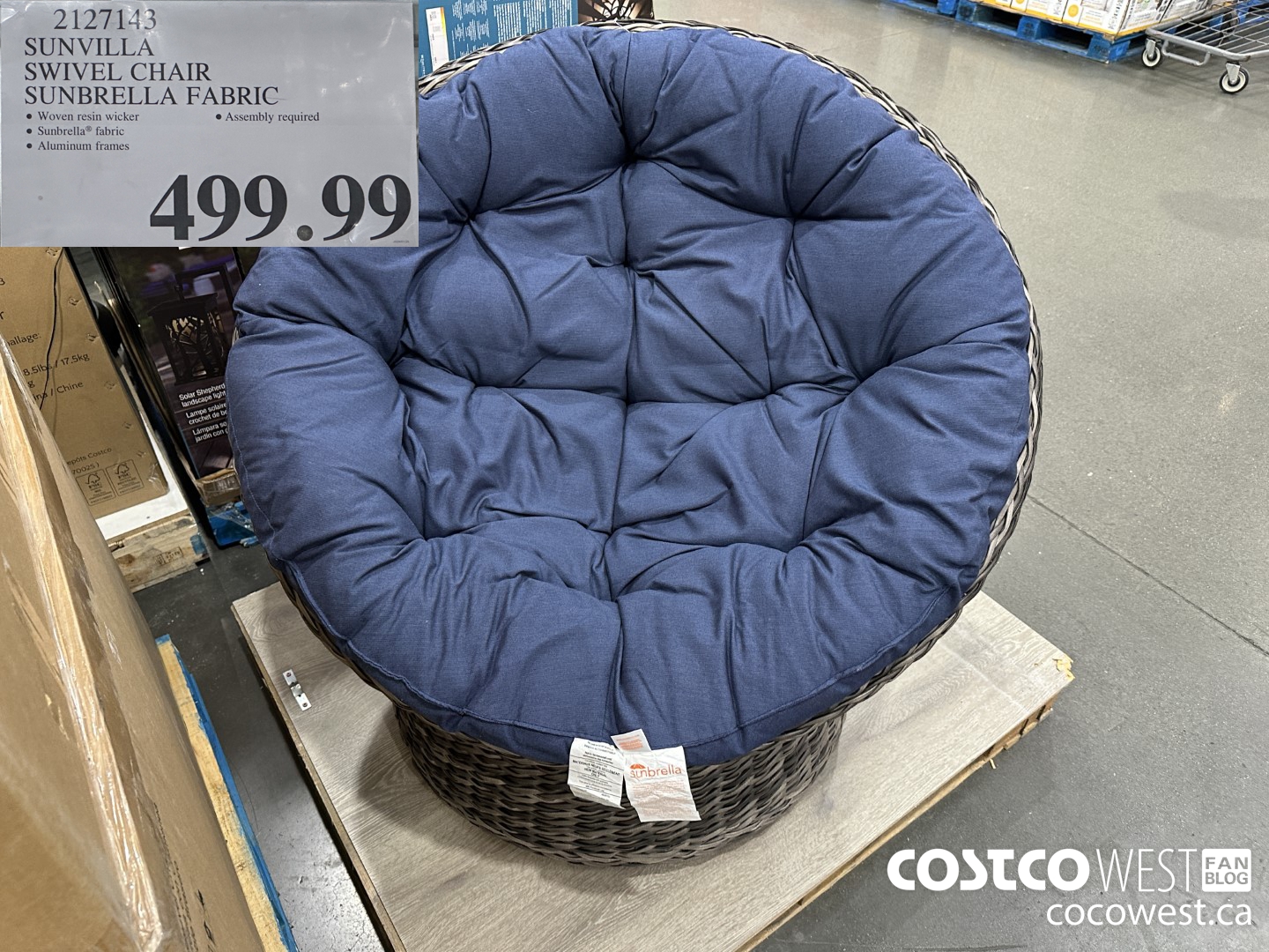 2127143 SUNVILLA SWIVEL CHAIR SUNBRELLA FABRIC $499.99