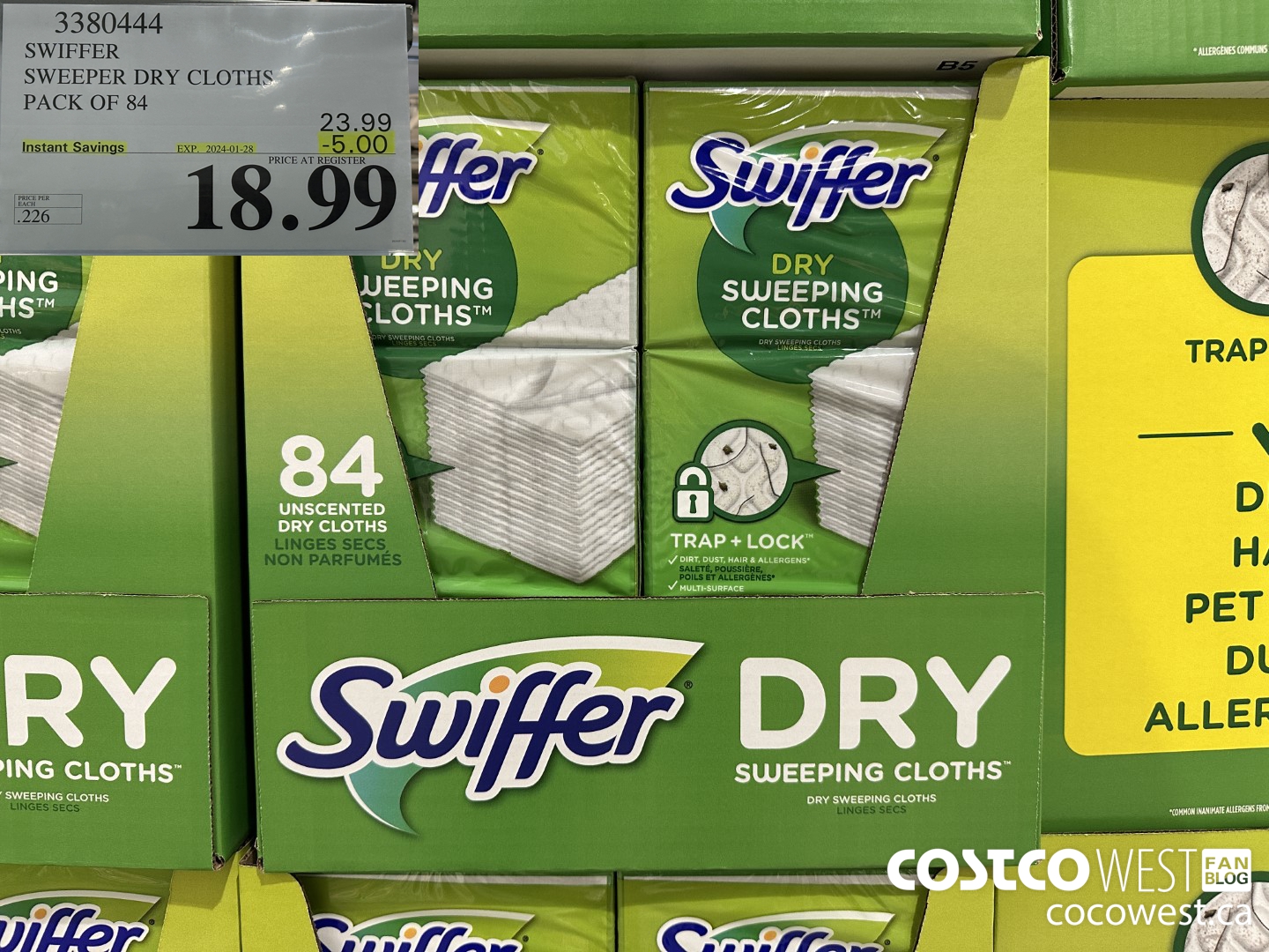 3380444 SWIFFER SWEEPER DRY CLOTHS PACK OF 84 ($5.00 INSTANT SAVINGS EXPIRES ON 2024-01-28) $18.99