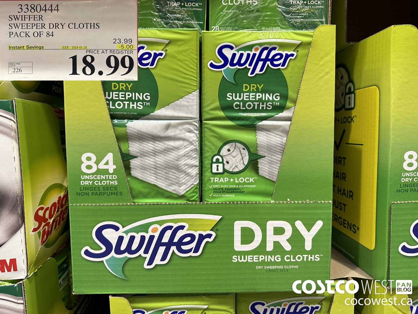 3380444 SWIFFER SWEEPER DRY CLOTHS PACK OF 84 ($5.00 INSTANT SAVINGS EXPIRES ON 2024-01-28) $18.99