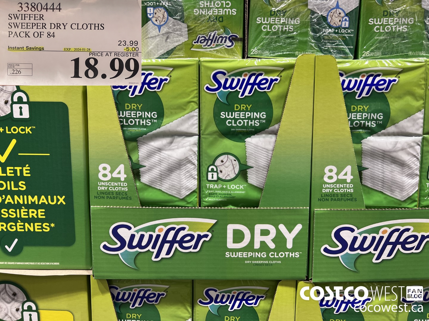 3380444 SWIFFER SWEEPER DRY CLOTHS PACK OF 84 ($5.00 INSTANT SAVINGS EXPIRES ON 2024-01-28) $18.99
