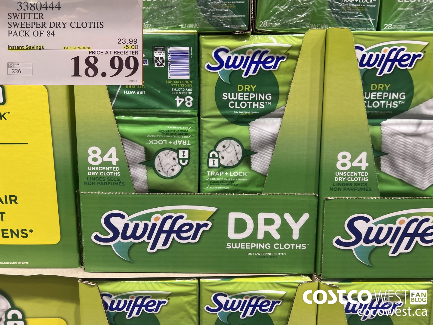 3380444 SWIFFER SWEEPER DRY CLOTHS PACK OF 84 ($5.00 INSTANT SAVINGS EXPIRES ON 2024-01-28) $18.99