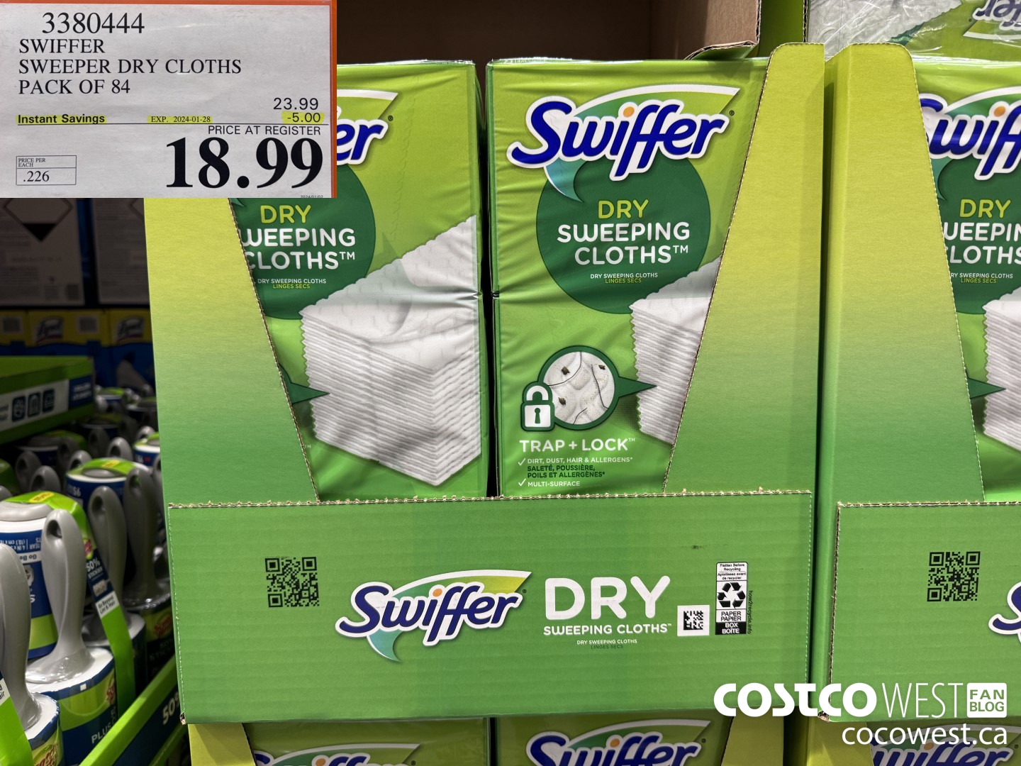 3380444 SWIFFER SWEEPER DRY CLOTHS PACK OF 84 ($5.00 INSTANT SAVINGS EXPIRES ON 2024-01-28) $18.99