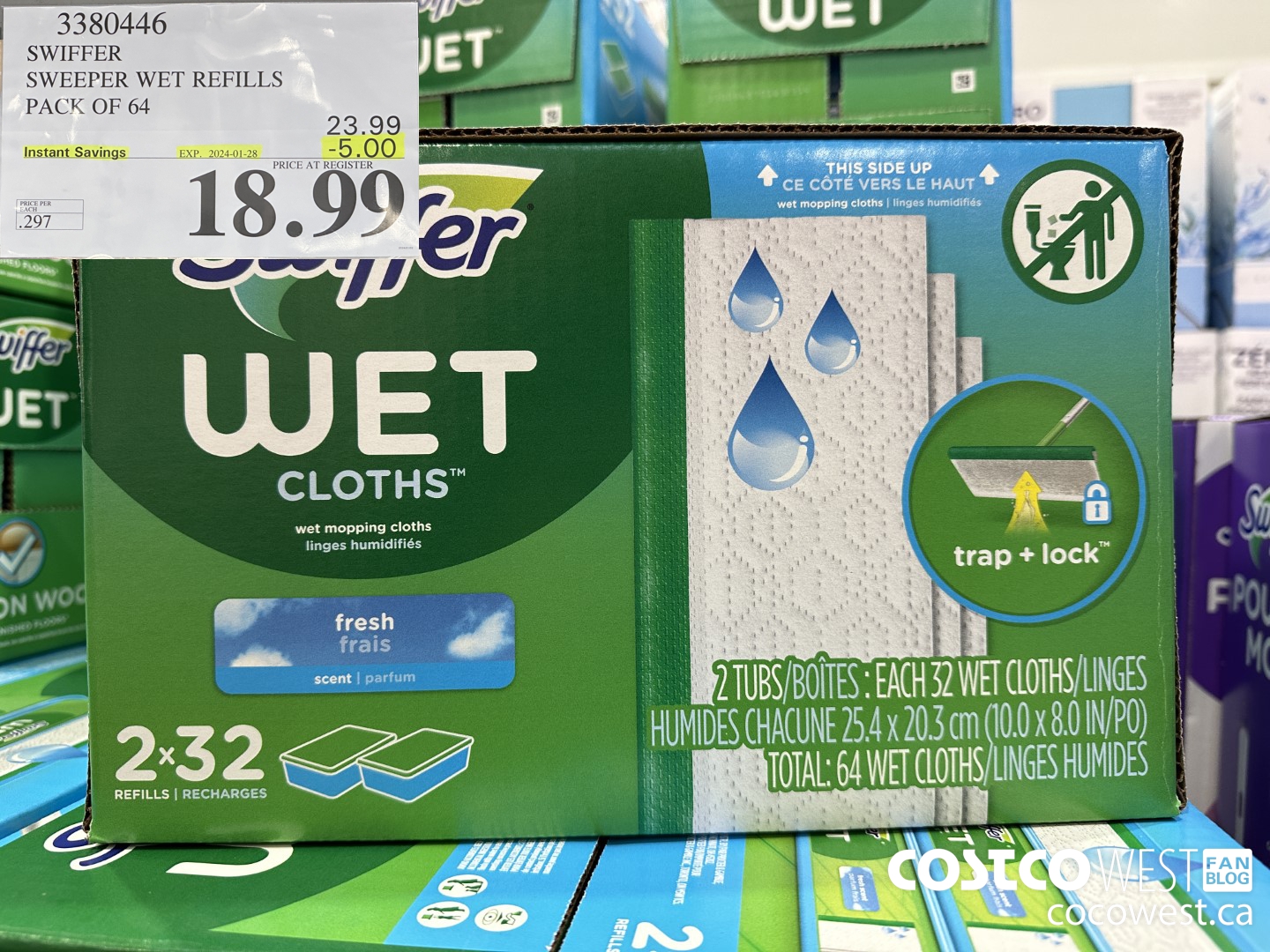 3380446 SWIFFER SWEEPER WET REFILLS PACK OF 64 ($5.00 INSTANT SAVINGS EXPIRES ON 2024-01-28) $18.99