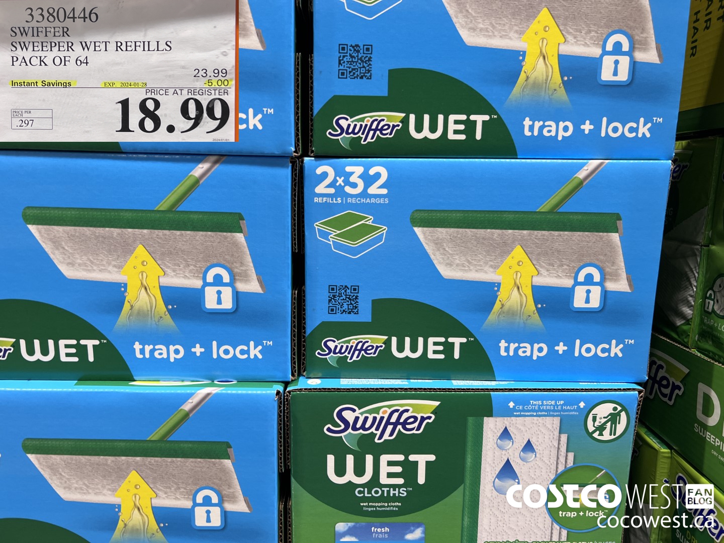 3380446 SWIFFER SWEEPER WET REFILLS PACK OF 64 ($5.00 INSTANT SAVINGS EXPIRES ON 2024-01-28) $18.99