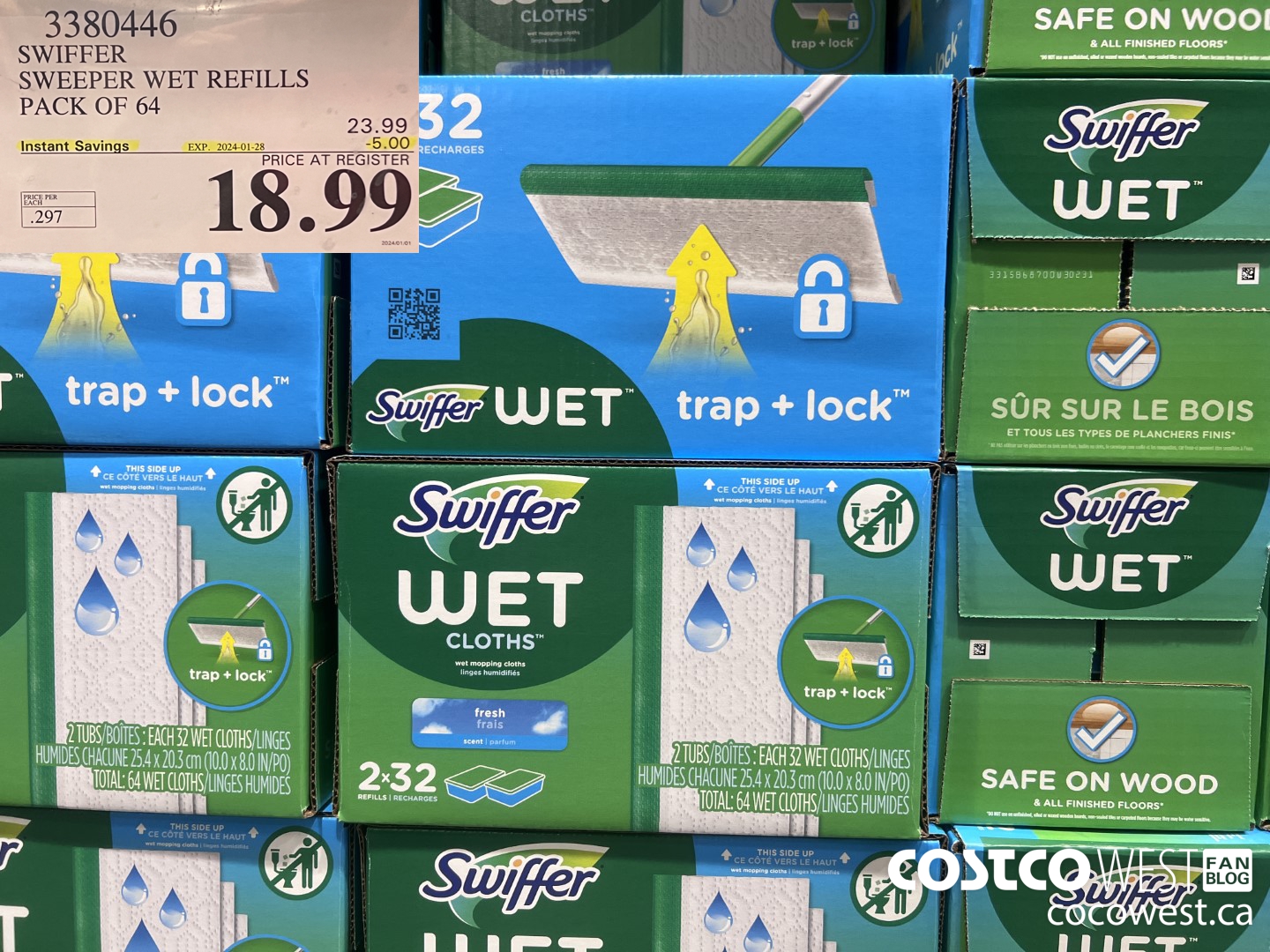 3380446 SWIFFER SWEEPER WET REFILLS PACK OF 64 ($5.00 INSTANT SAVINGS EXPIRES ON 2024-01-28) $18.99
