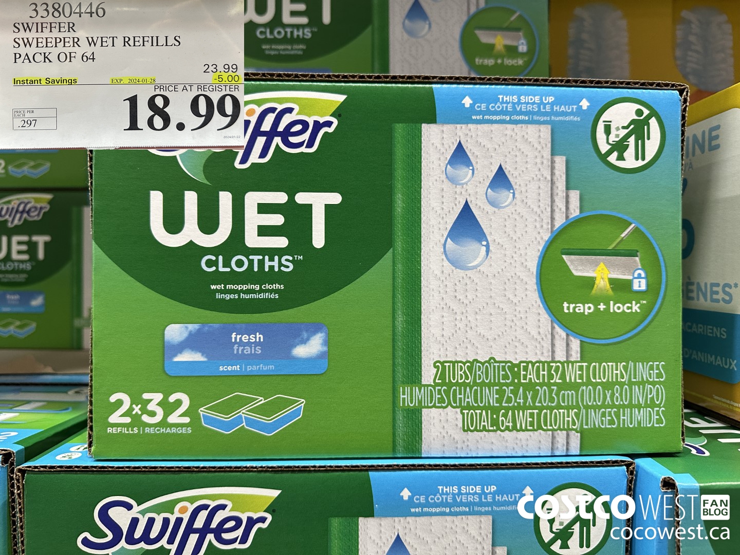 3380446 SWIFFER SWEEPER WET REFILLS PACK OF 64 ($5.00 INSTANT SAVINGS EXPIRES ON 2024-01-28) $18.99
