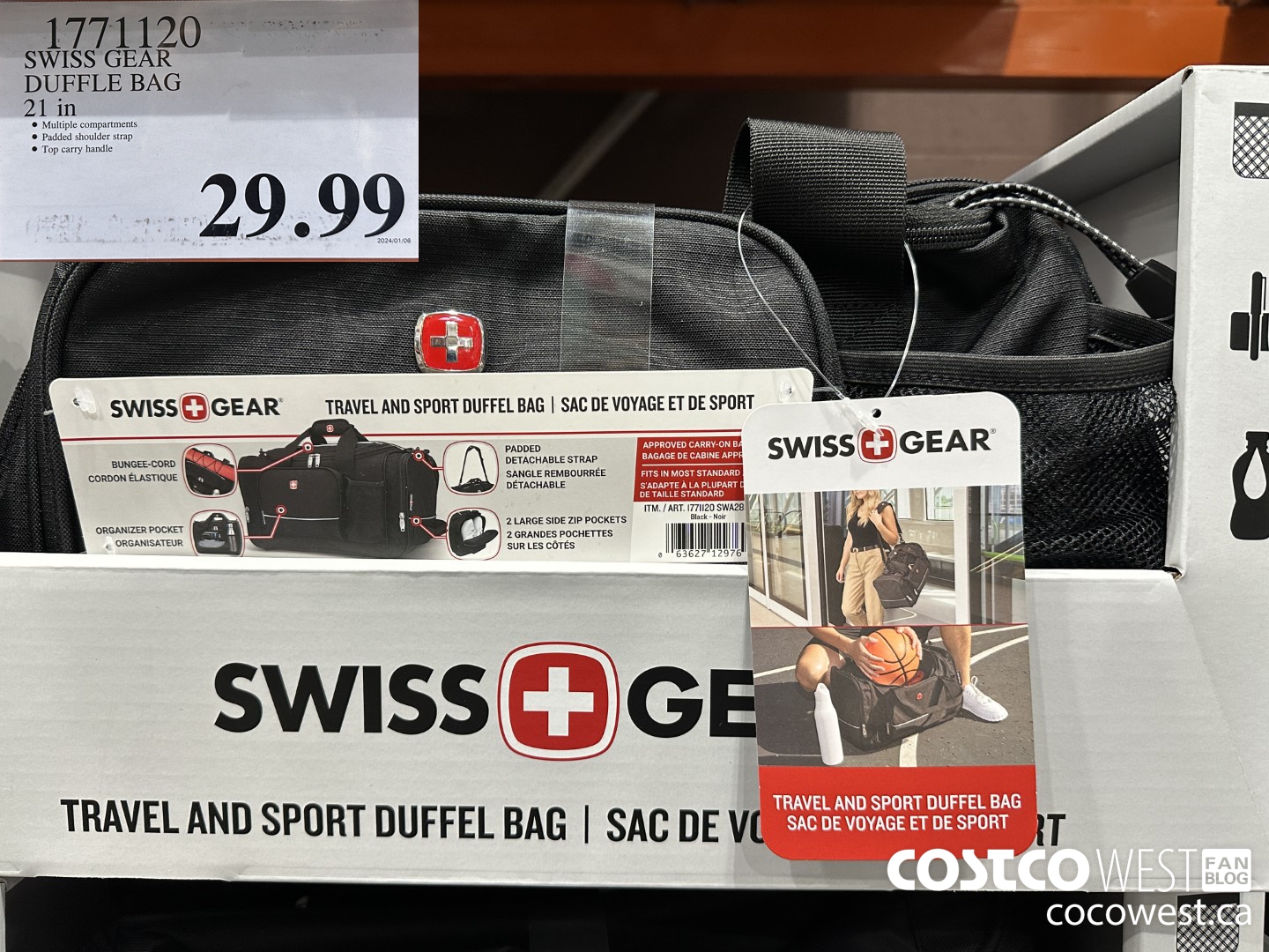 1771120 SWISS GEAR DUFFLE BAG 21 IN $29.99
