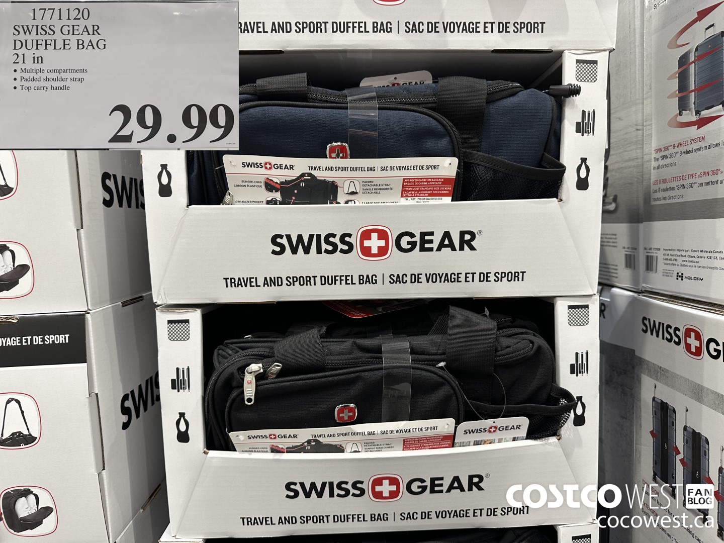 1771120 SWISS GEAR DUFFLE BAG 21 IN $29.99