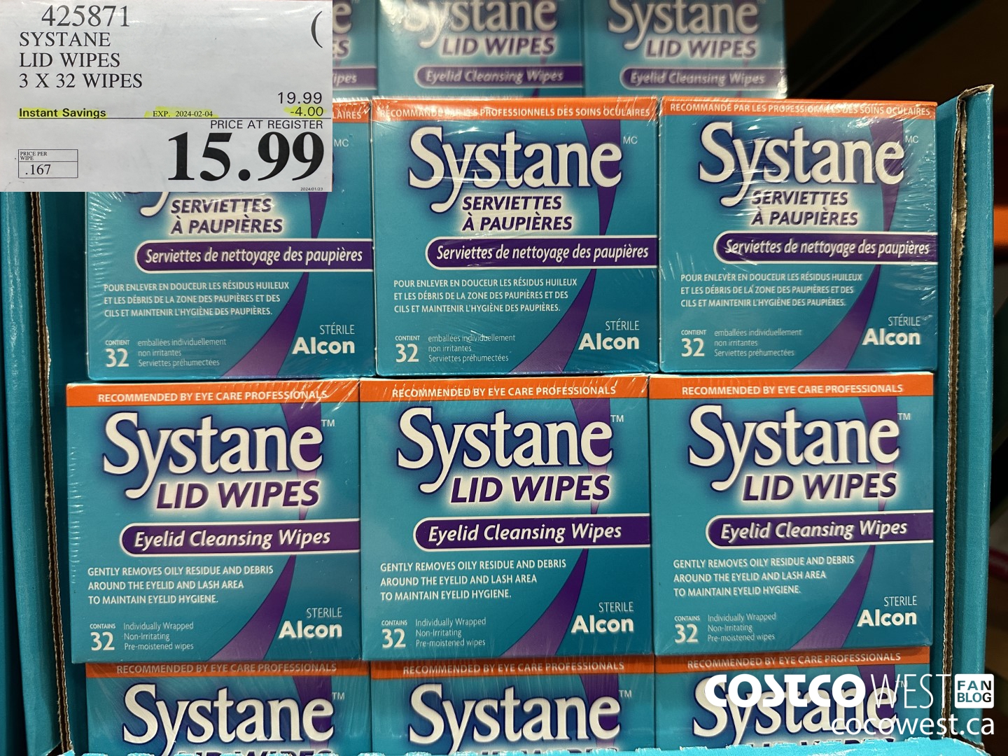 425871 SYSTANE LID WIPES 3 X 32 WIPES ($4.00 INSTANT SAVINGS EXPIRES ON 2024-02-04) $15.99