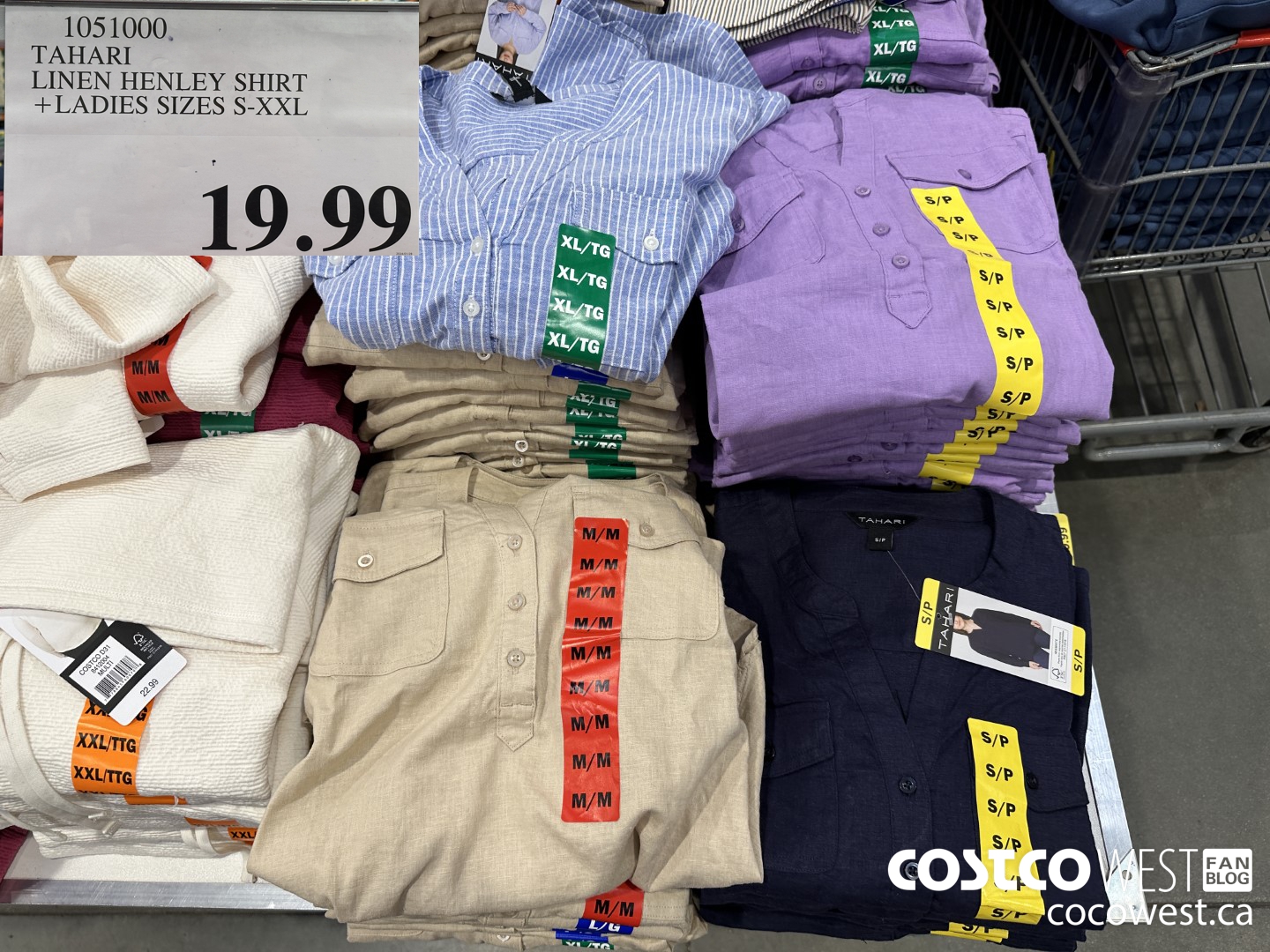 1051000 TAHARI LINEN HENLEY SHIRT LADIES SIZES S-XXL  $19.99