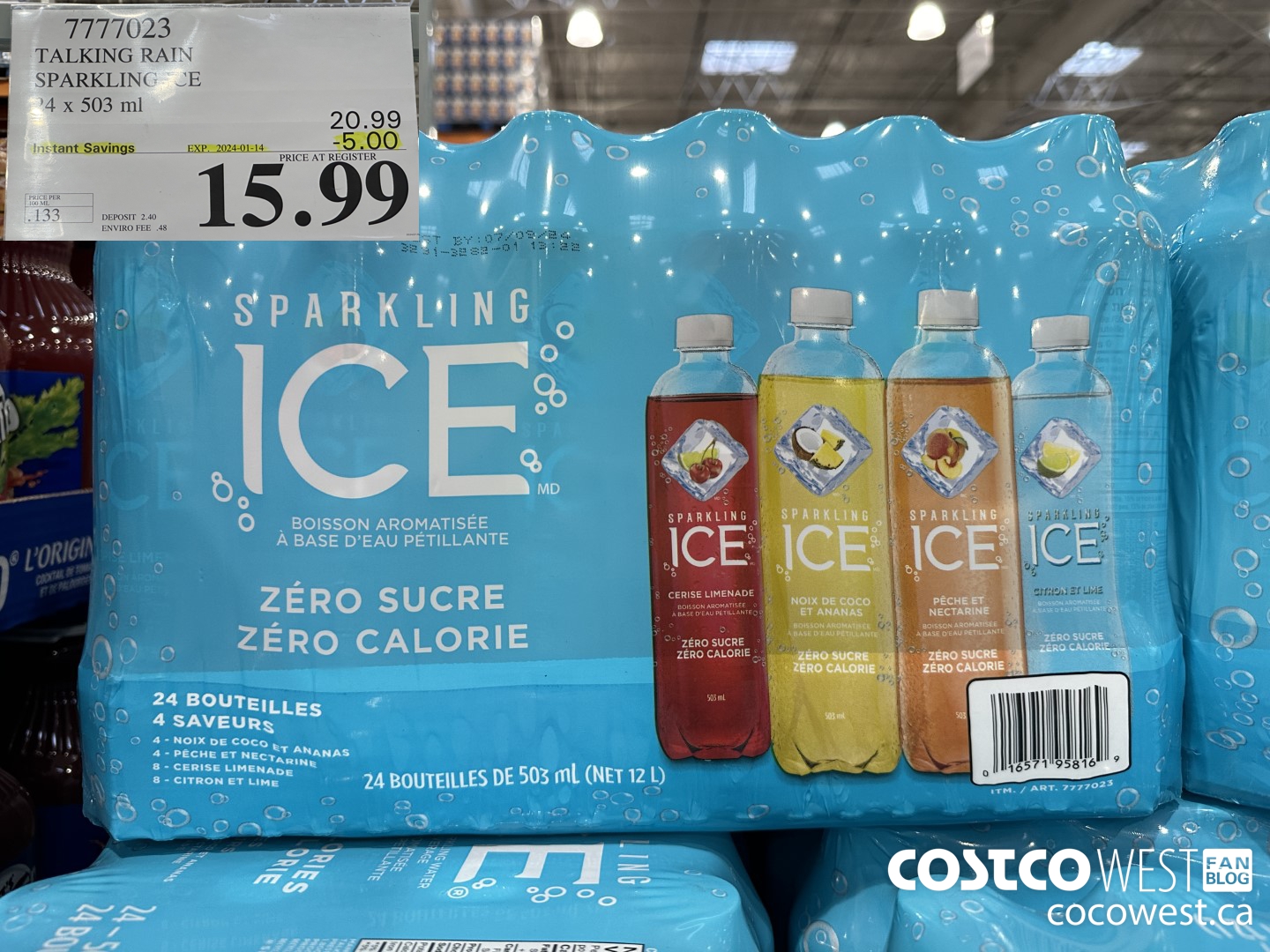 7777023 TALKING RAIN SPARKLING ICE 24 X 503ML ($5.00 INSTANT SAVINGS EXPIRES ON 2024-01-14) $15.99
