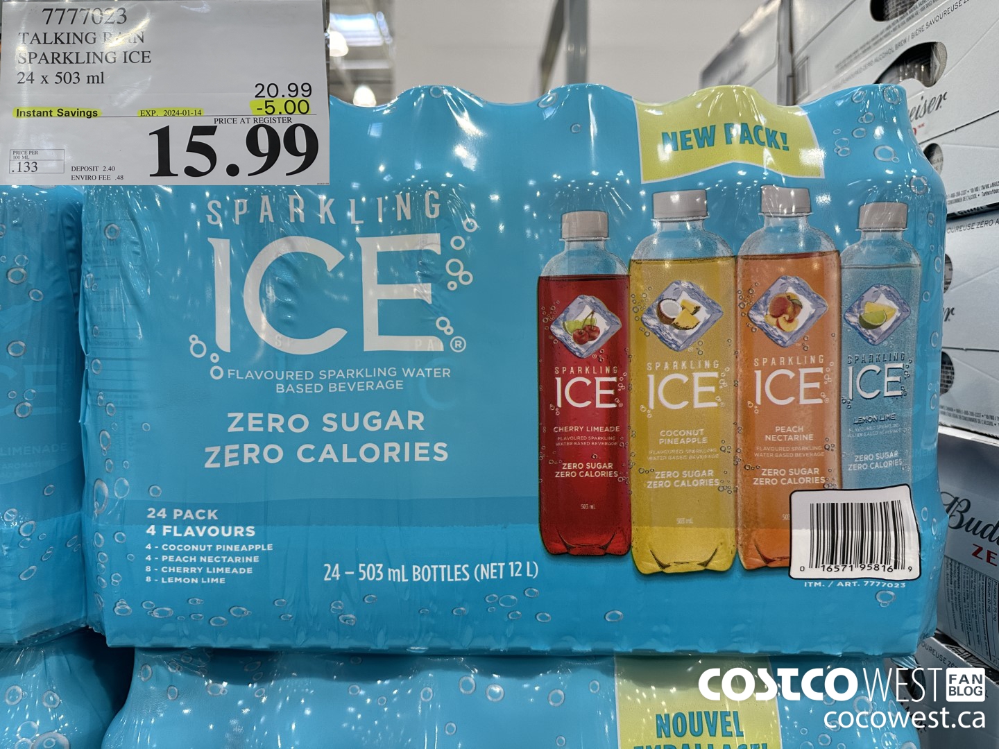 7777023 TALKING RAIN SPARKLING ICE 24 X 503ML ($5.00 INSTANT SAVINGS EXPIRES ON 2024-01-14) $15.99