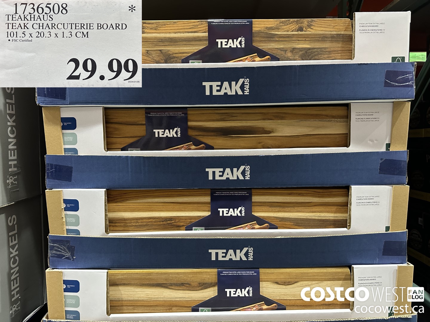 1736508 TEAKHAUS TEAK CHARCUTERIE BOARD 101.5 X 20.3 X 1.3 CM $29.99