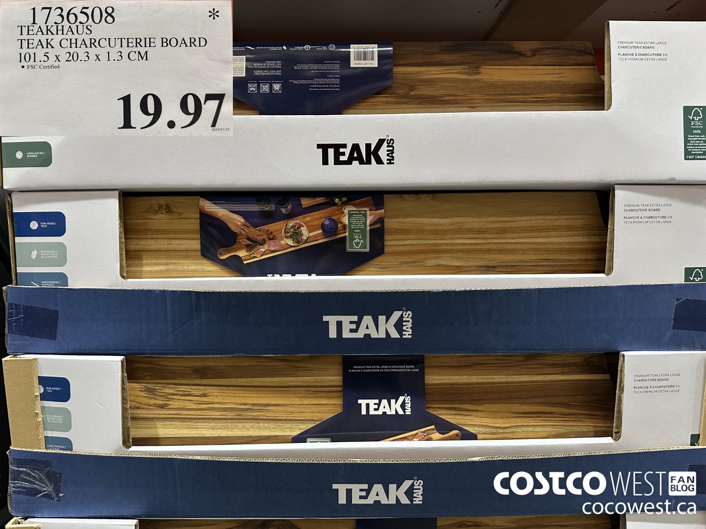 1736508 TEAKHAUS TEAK CHARCUTERIE BOARD 101.5 X 20.3 X 1.3 CM $19.97