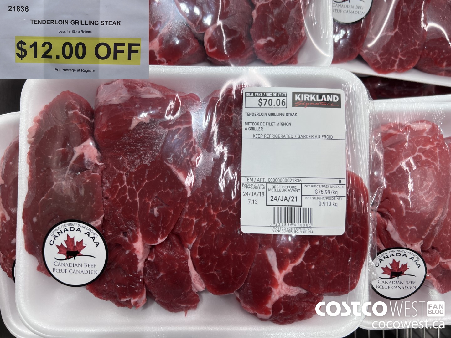 21836 TENDERLOIN GRILLING STEAK ($12.00 INSTANT SAVINGS)