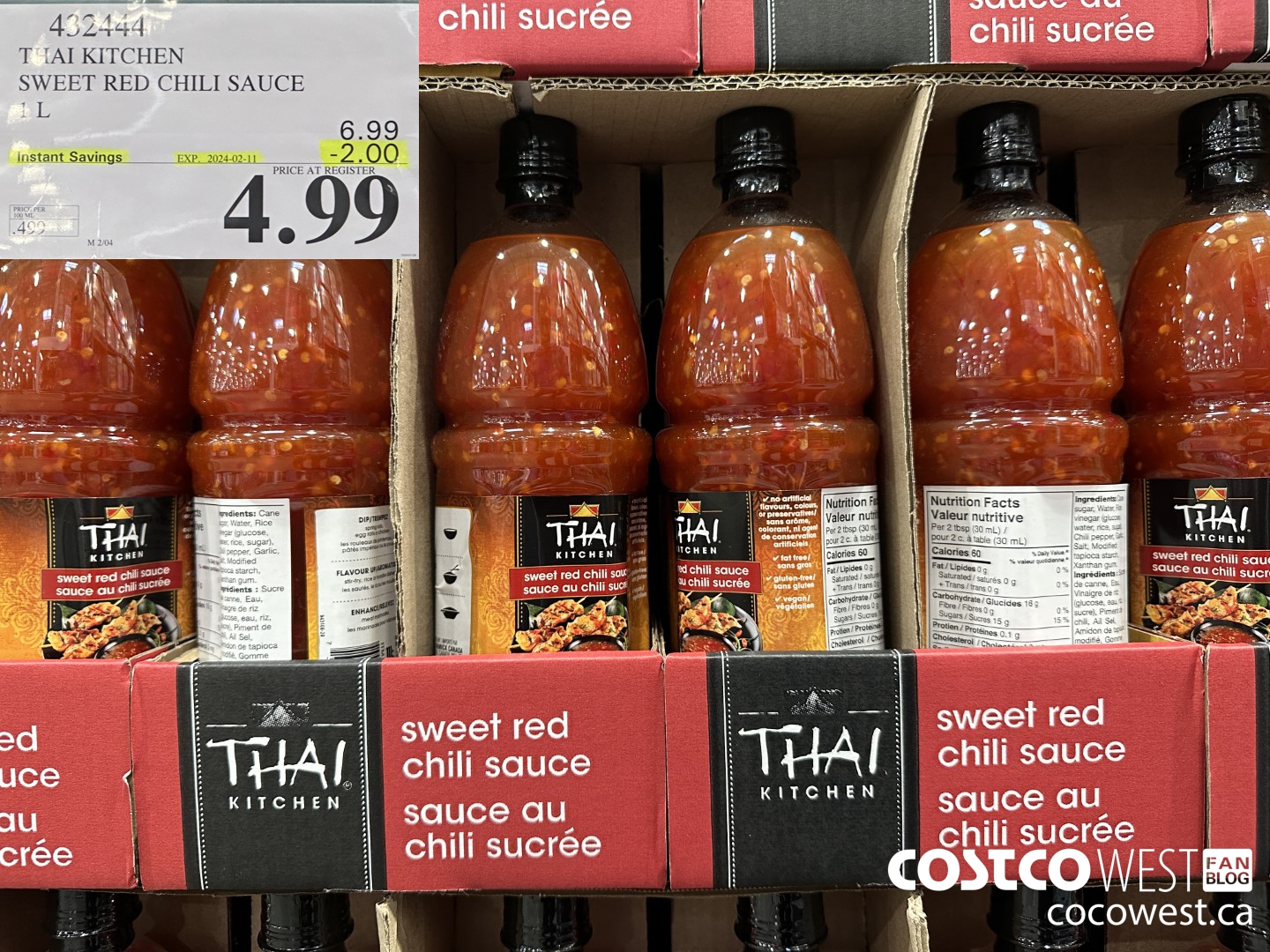 432444 THAI KITCHEN SWEET RED CHILI SAUCE 1L ($2.00 INSTANT SAVINGS EXPIRES ON 2024-02-11) $4.99