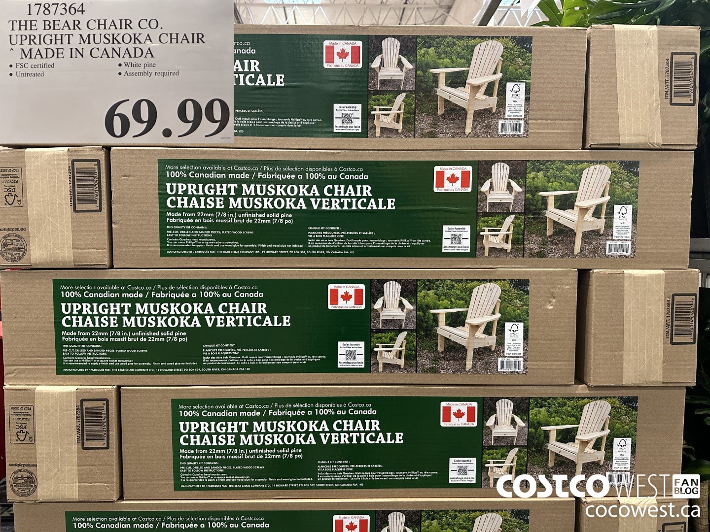 1787364 THE BEAR CHAIR CO. UPRIGHT MUSKOKA CHAIR MADE IN CANADA $69.99