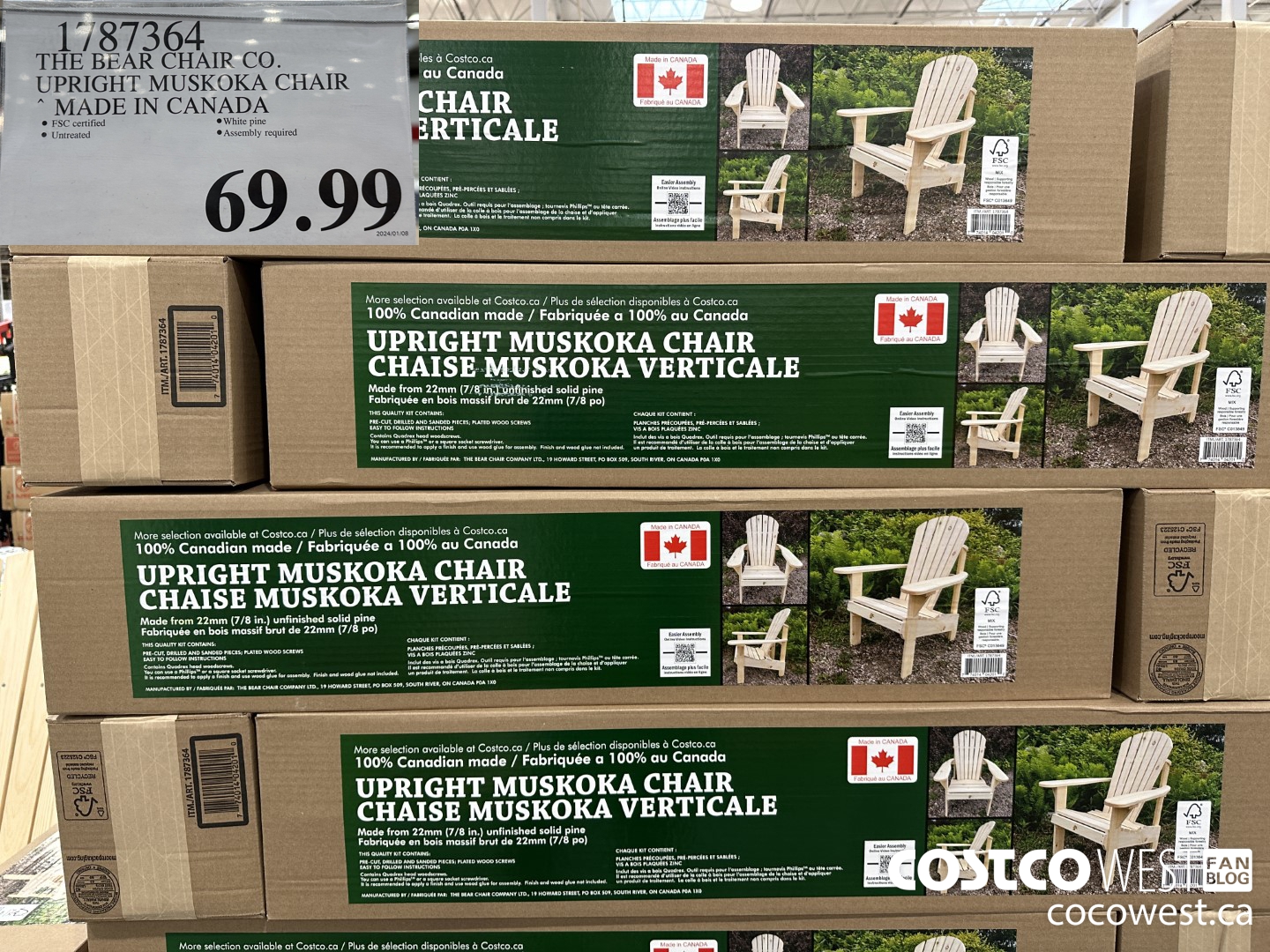 1787364 THE BEAR CHAIR CO. UPRIGHT MUSKOKA CHAIR MADE IN CANADA $69.99