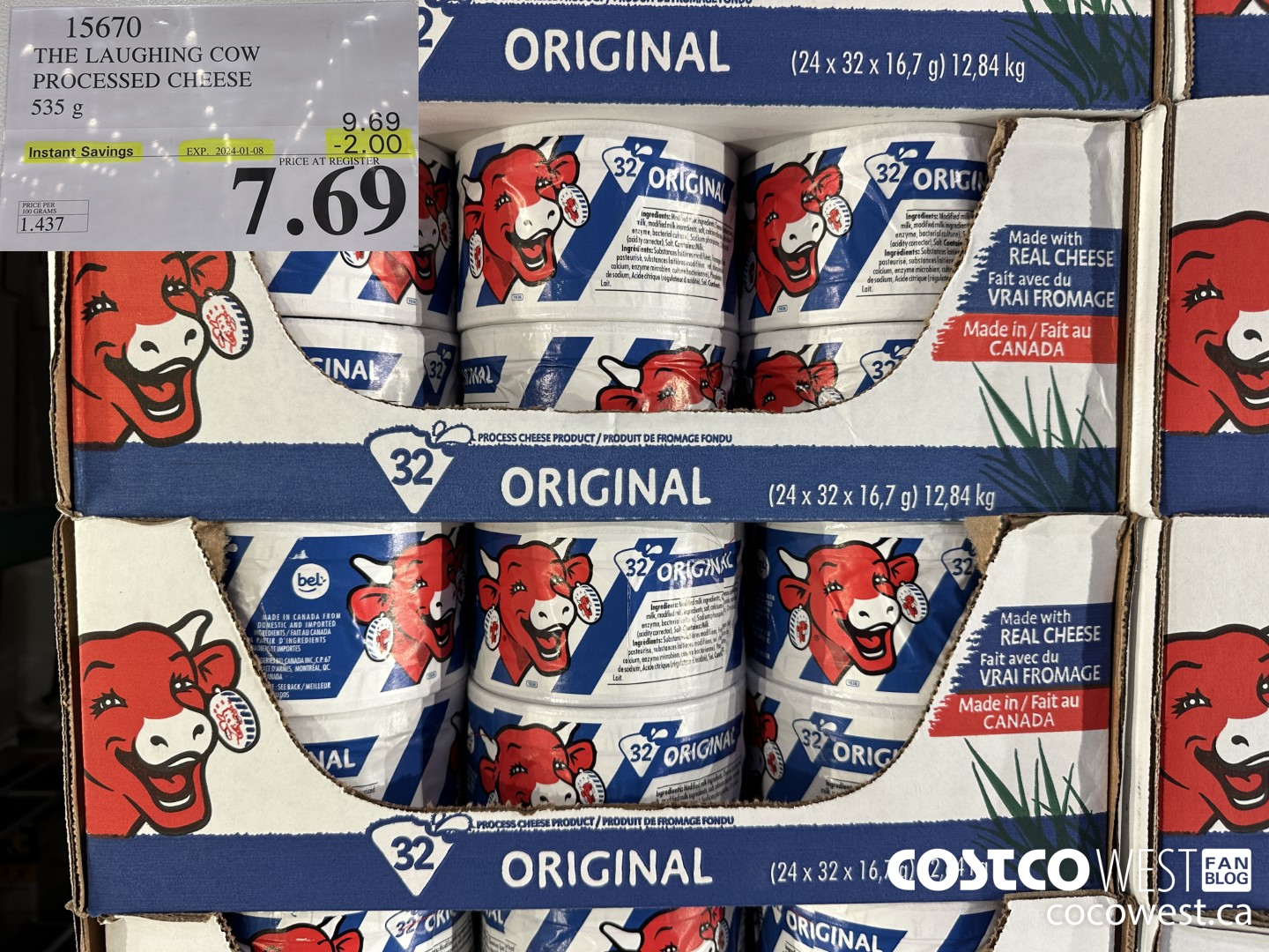 15670 THE LAUGHING COW PROCESSED CHEESE 535 g ($2.00 INSTANT SAVINGS EXPIRES ON 2024-01-08) $7.69