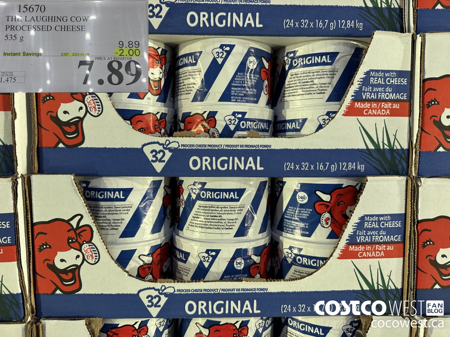 15670 THE LAUGHING COW PROCESSED CHEESE 535 g ($2.00 INSTANT SAVINGS EXPIRES ON 2024-01-08) $7.89