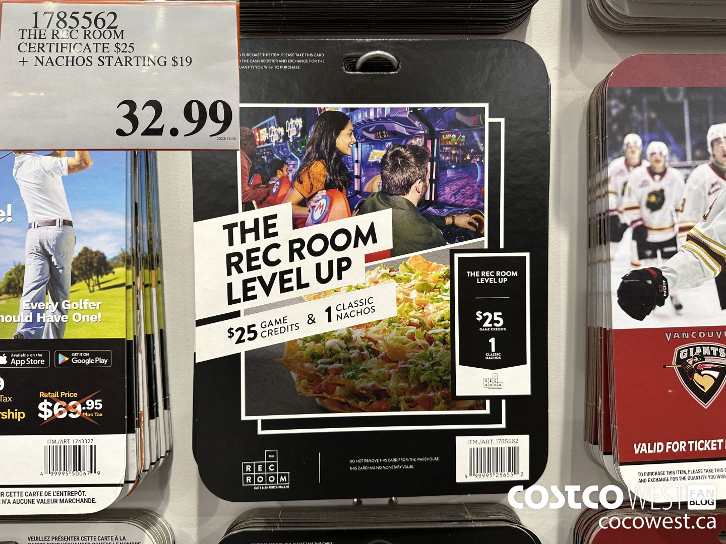 1785562 THE REC ROOM CERTIFICATE $25 + NACHOS STARTING $19 $32.99