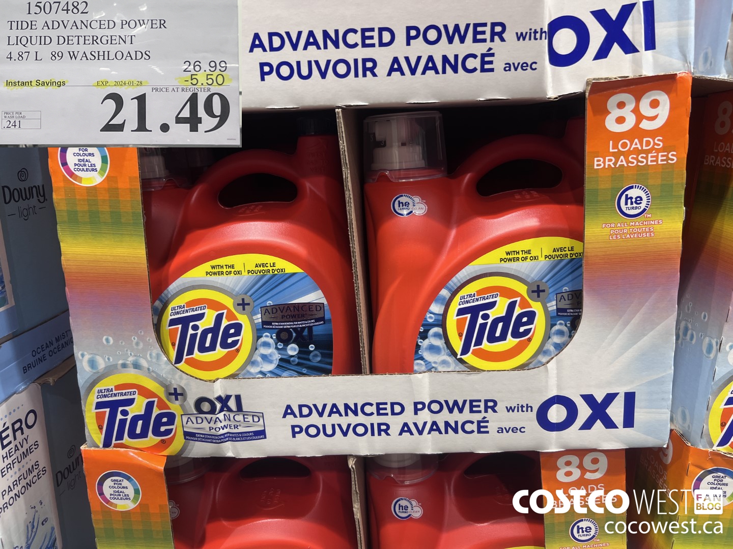 1507482 TIDE ADVANCED POWER LIQUID DETERGENT 4.87 L 89 WASHLOADS ($5.50 INSTANT SAVINGS EXPIRES ON 2024-01-28) $21.49