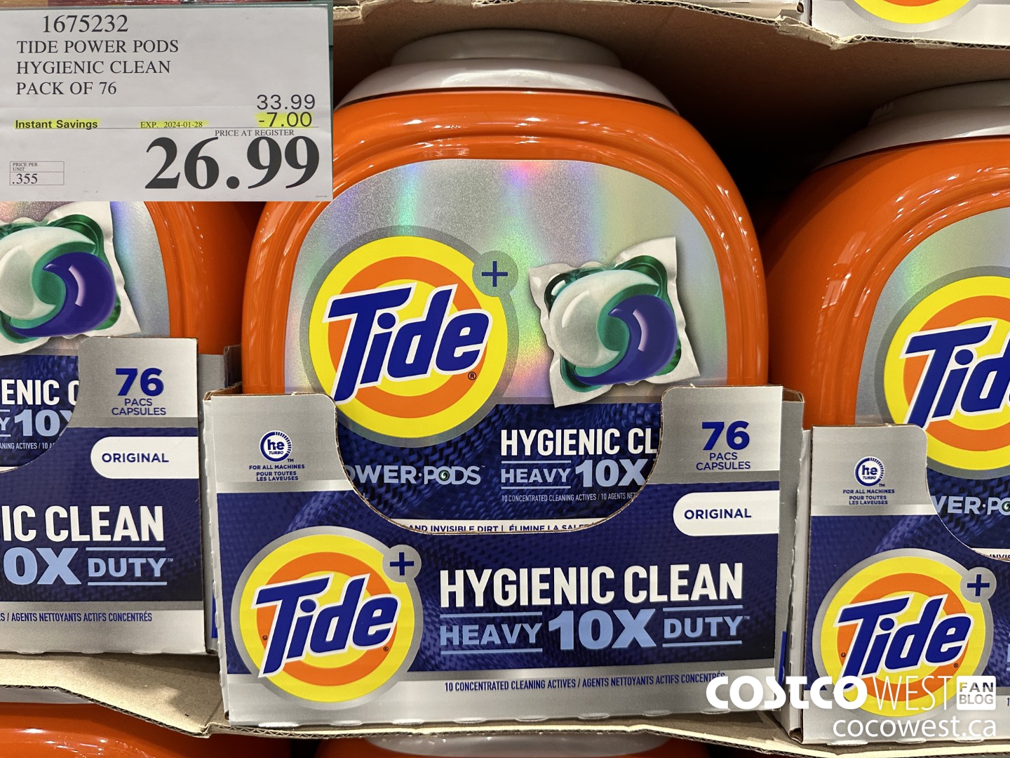 1675232 TIDE POWER PODS HYGIENIC CLEAN PACK OF 76 ($7.00 INSTANT SAVINGS EXPIRES ON 2024-01-28) $26.99